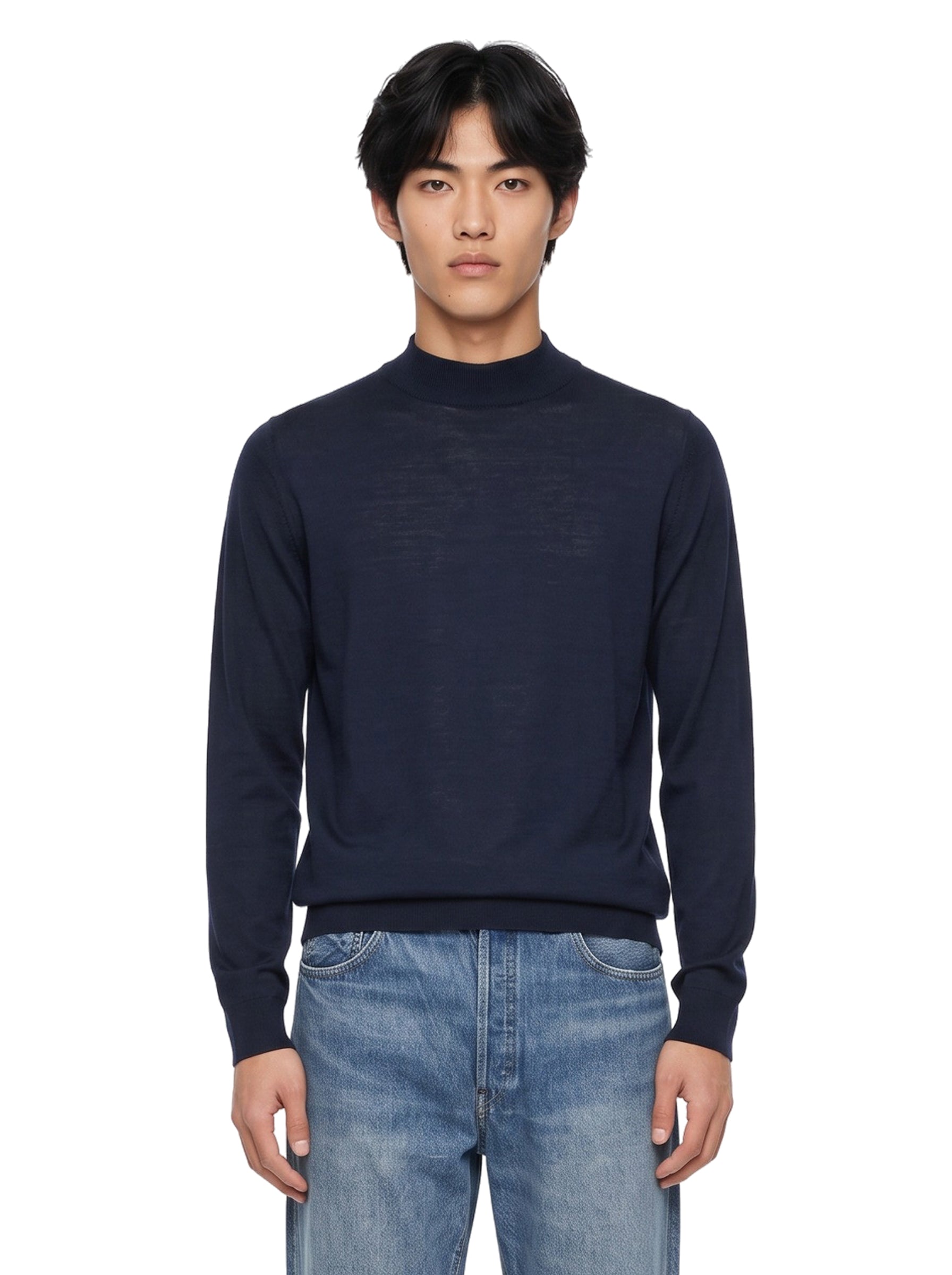 Maglione Harcourt in lana merino blu 