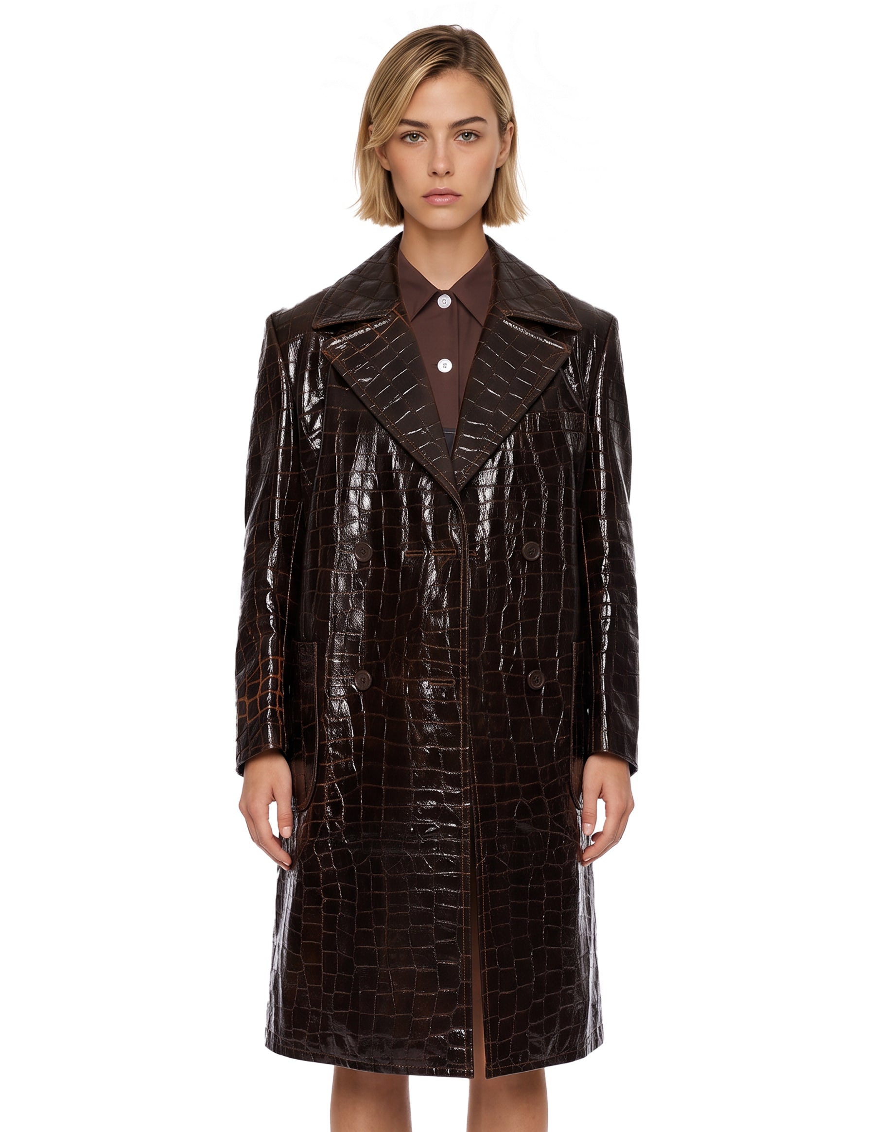 Cappotto effetto cocco in marrone 