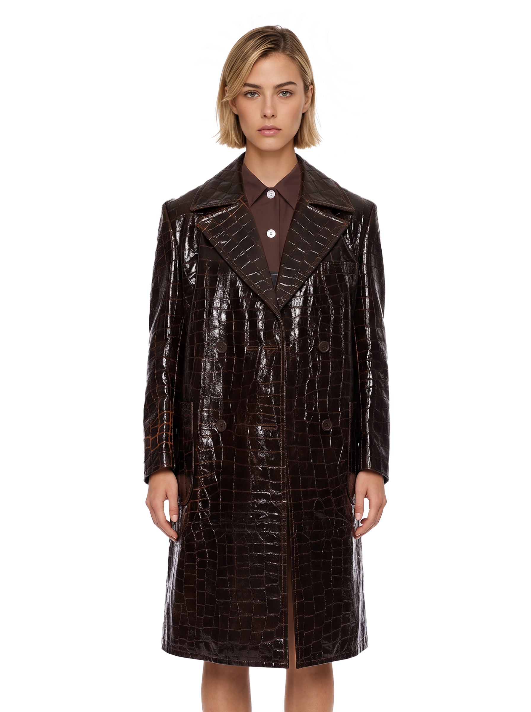 Cappotto effetto cocco in marrone 