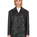 Cappotto corto effetto cracked in nero 