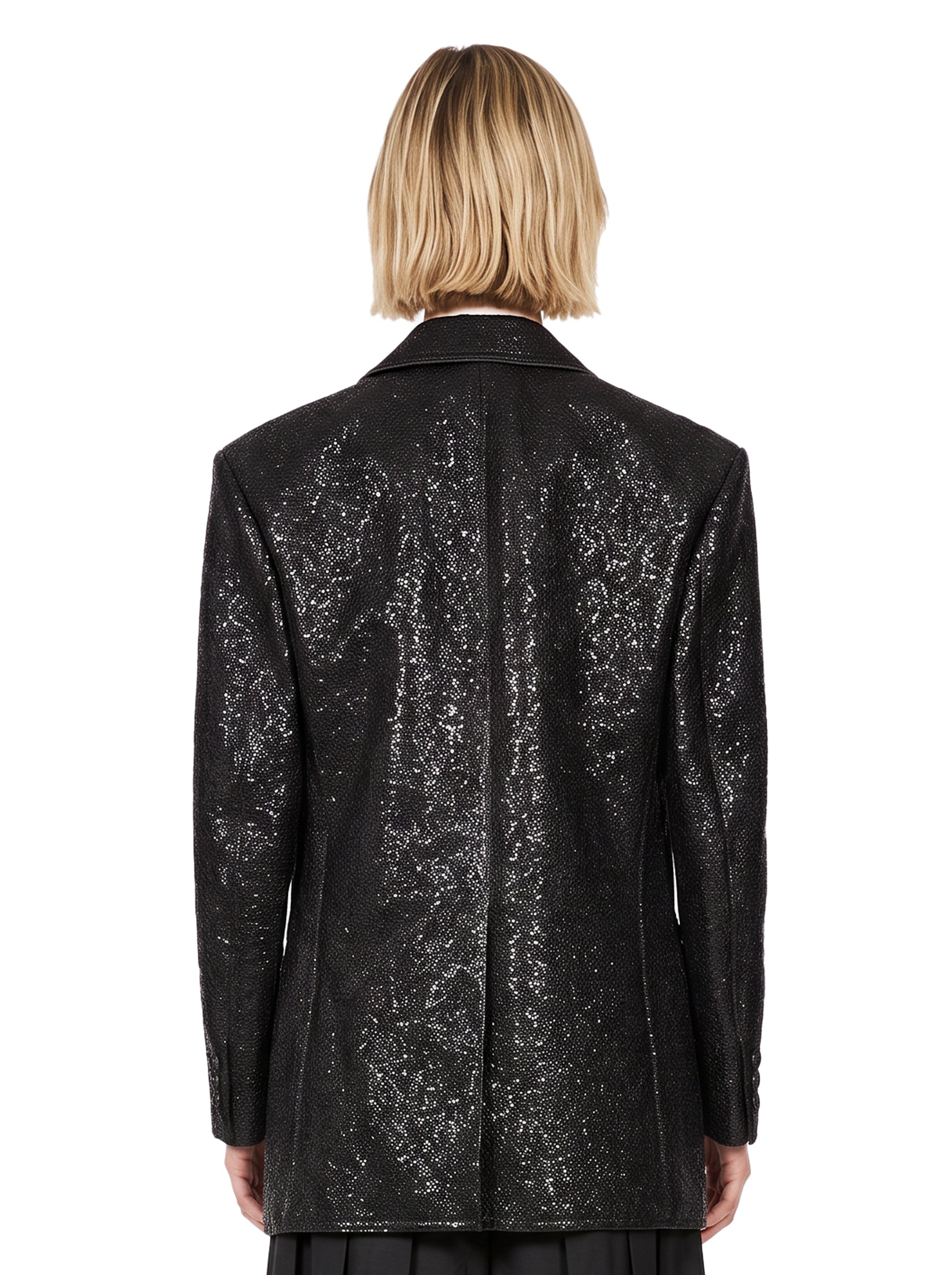 Cappotto corto effetto cracked in nero 