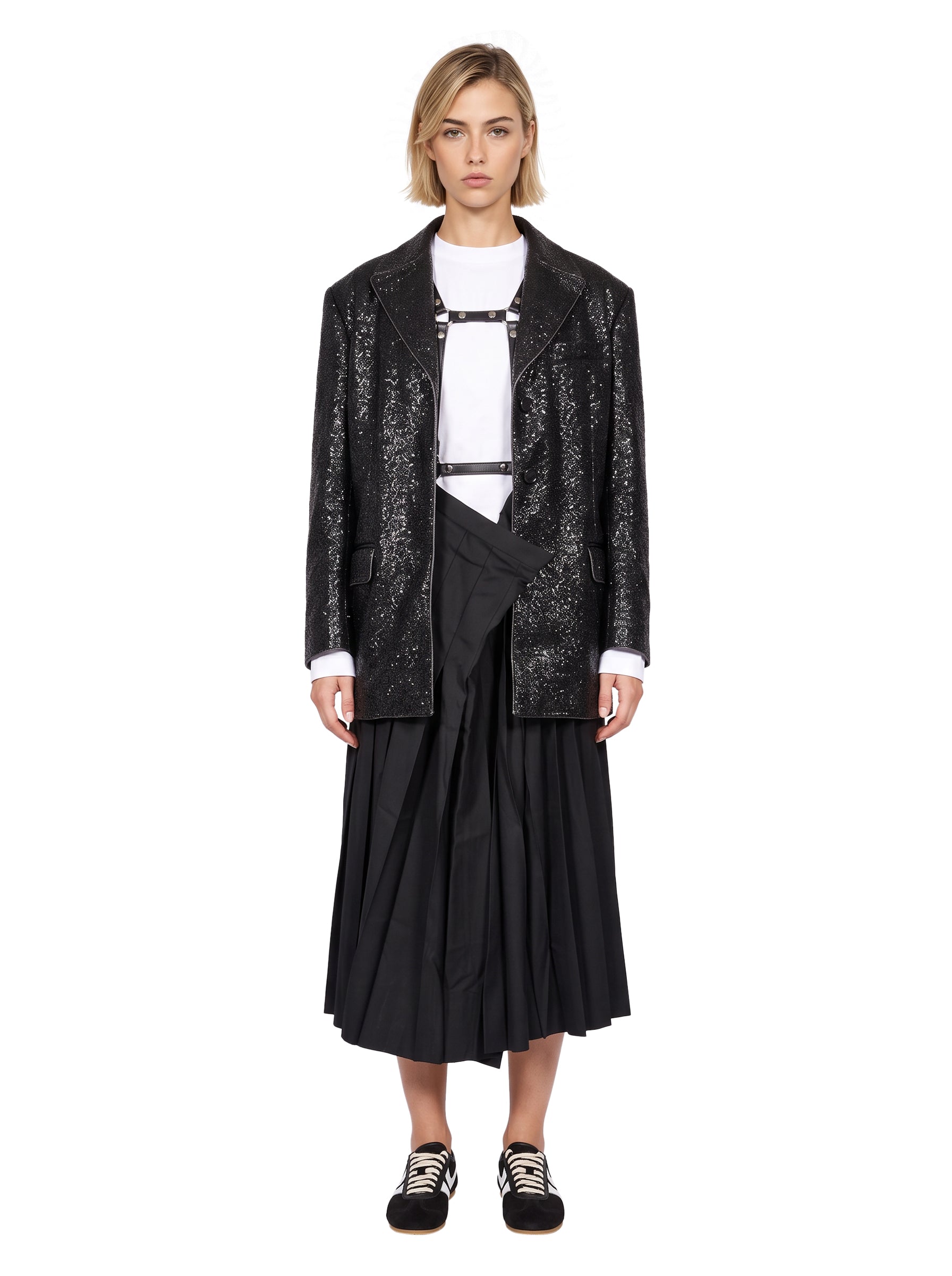 Cappotto corto effetto cracked in nero 