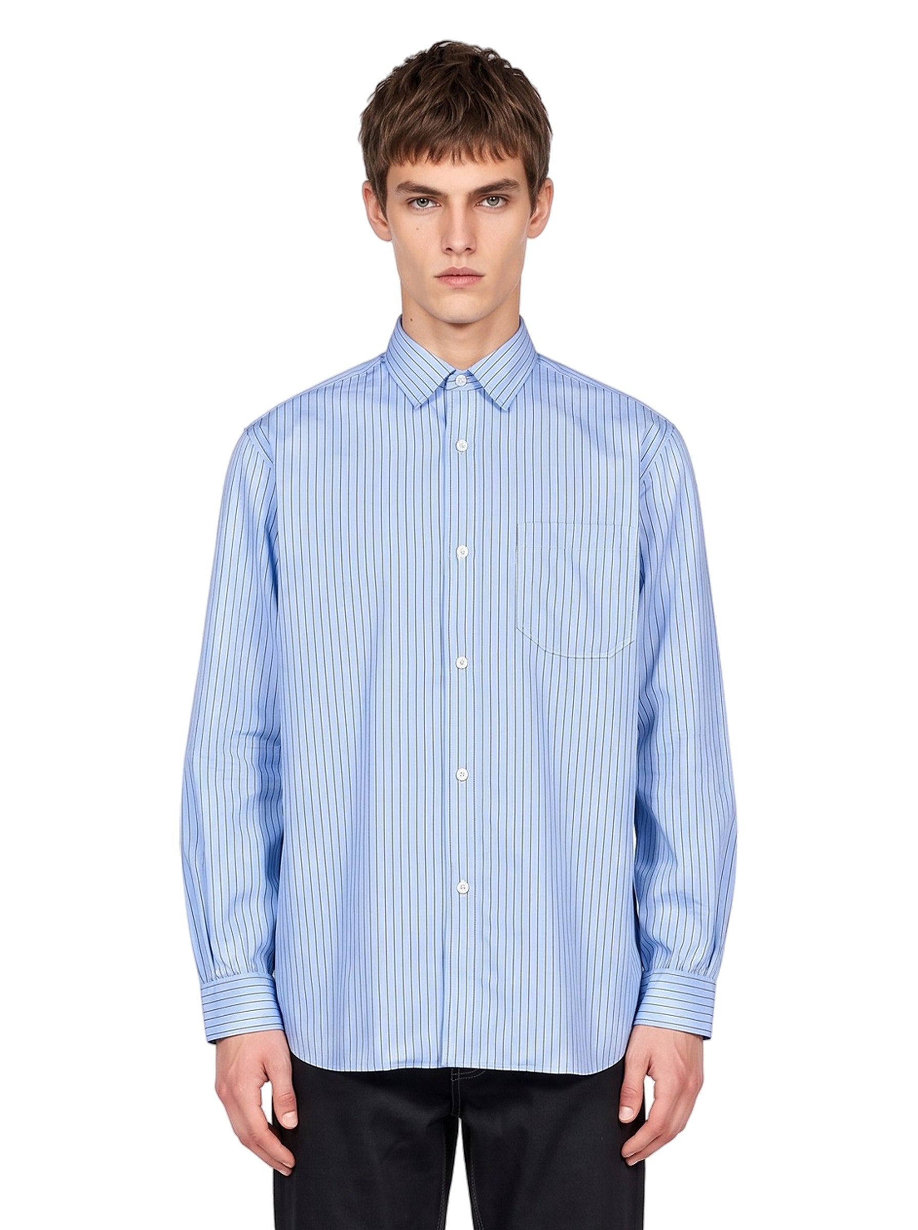 Camicia a righe in azzurro 