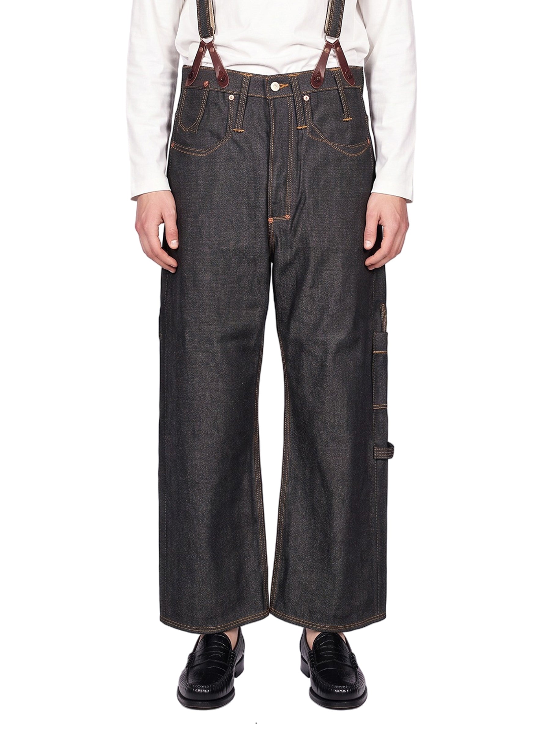 Jeans con cuciture a contrasto in nero 