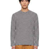 T-shirt manica lunga a righe in blu 