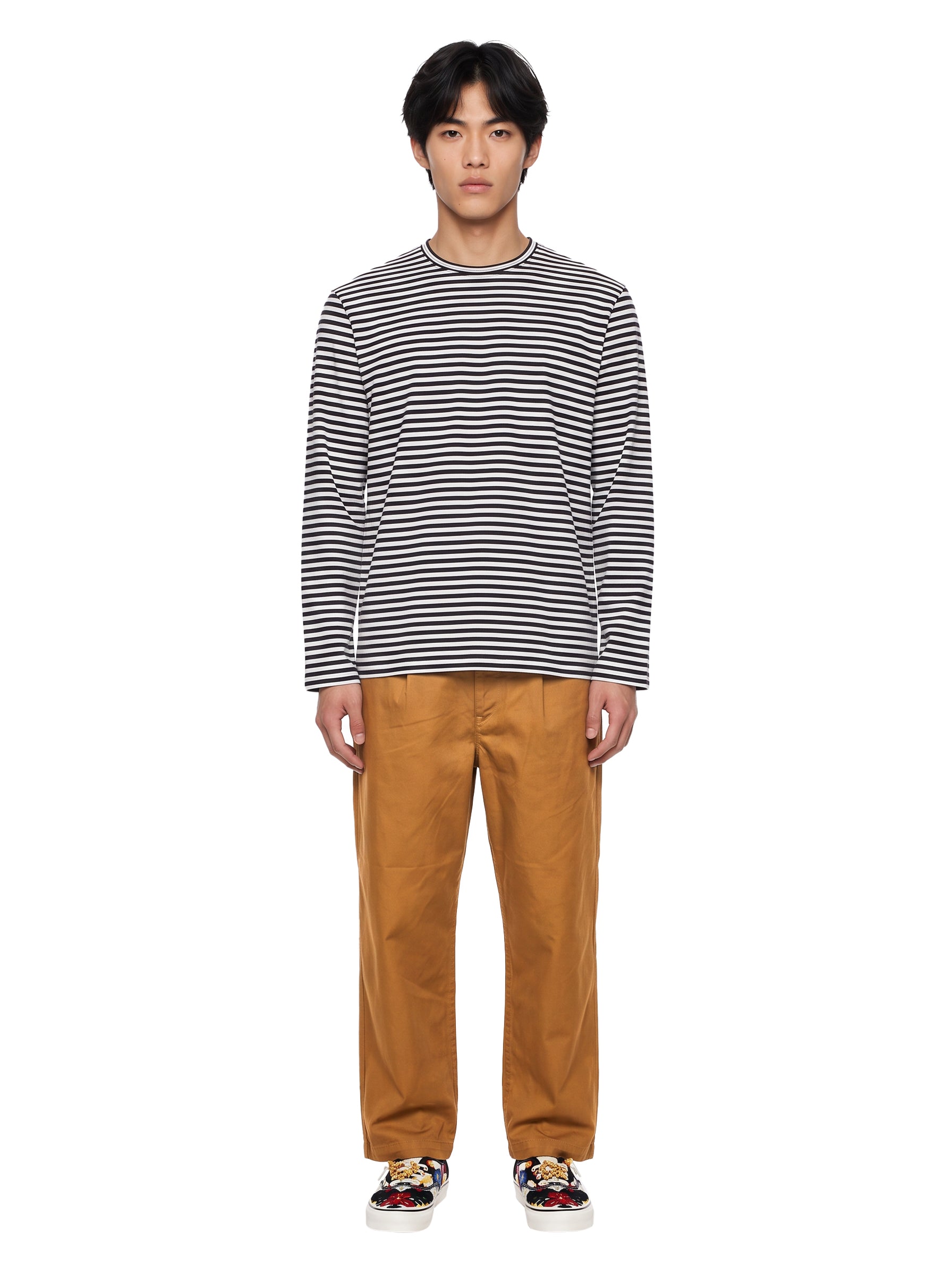 T-shirt manica lunga a righe in blu 