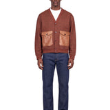 Cardigan a quadri in marrone 