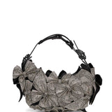 Borsa con fiocchi in nero e argento 