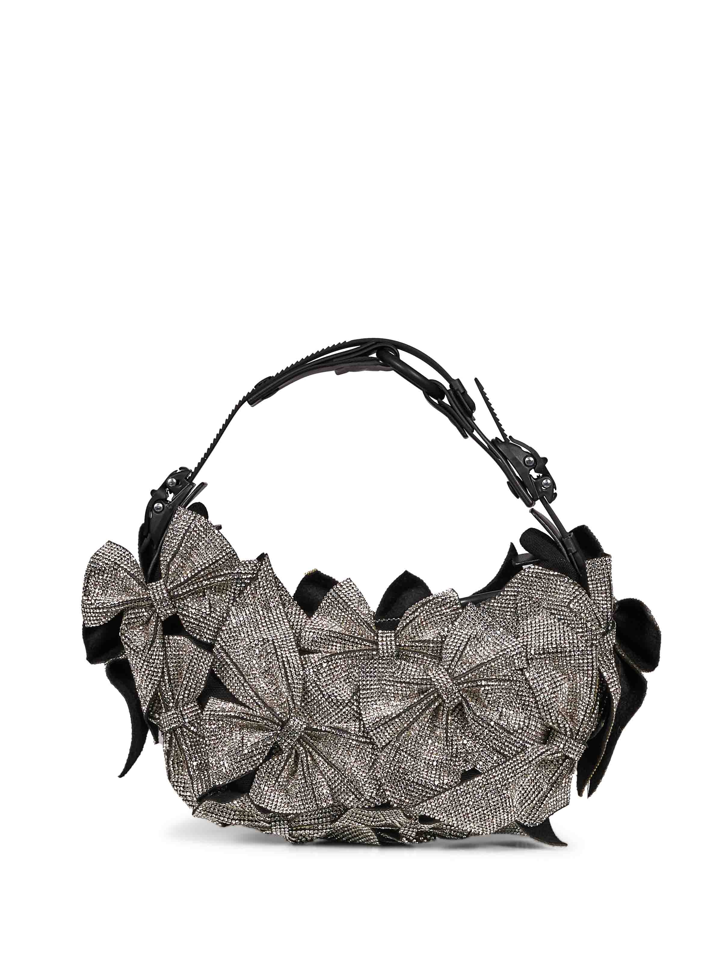 Borsa con fiocchi in nero e argento 