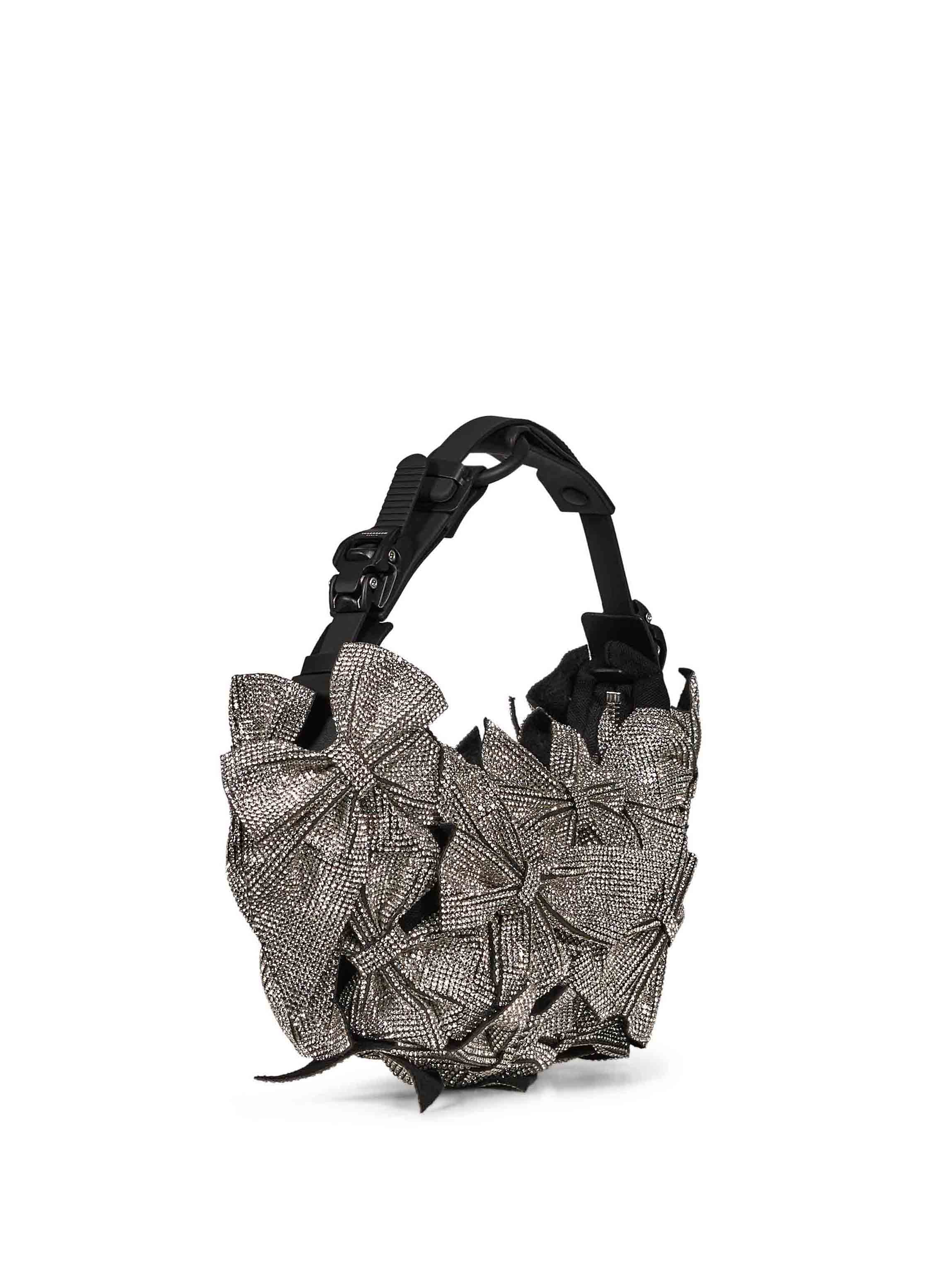 Borsa con fiocchi in nero e argento 
