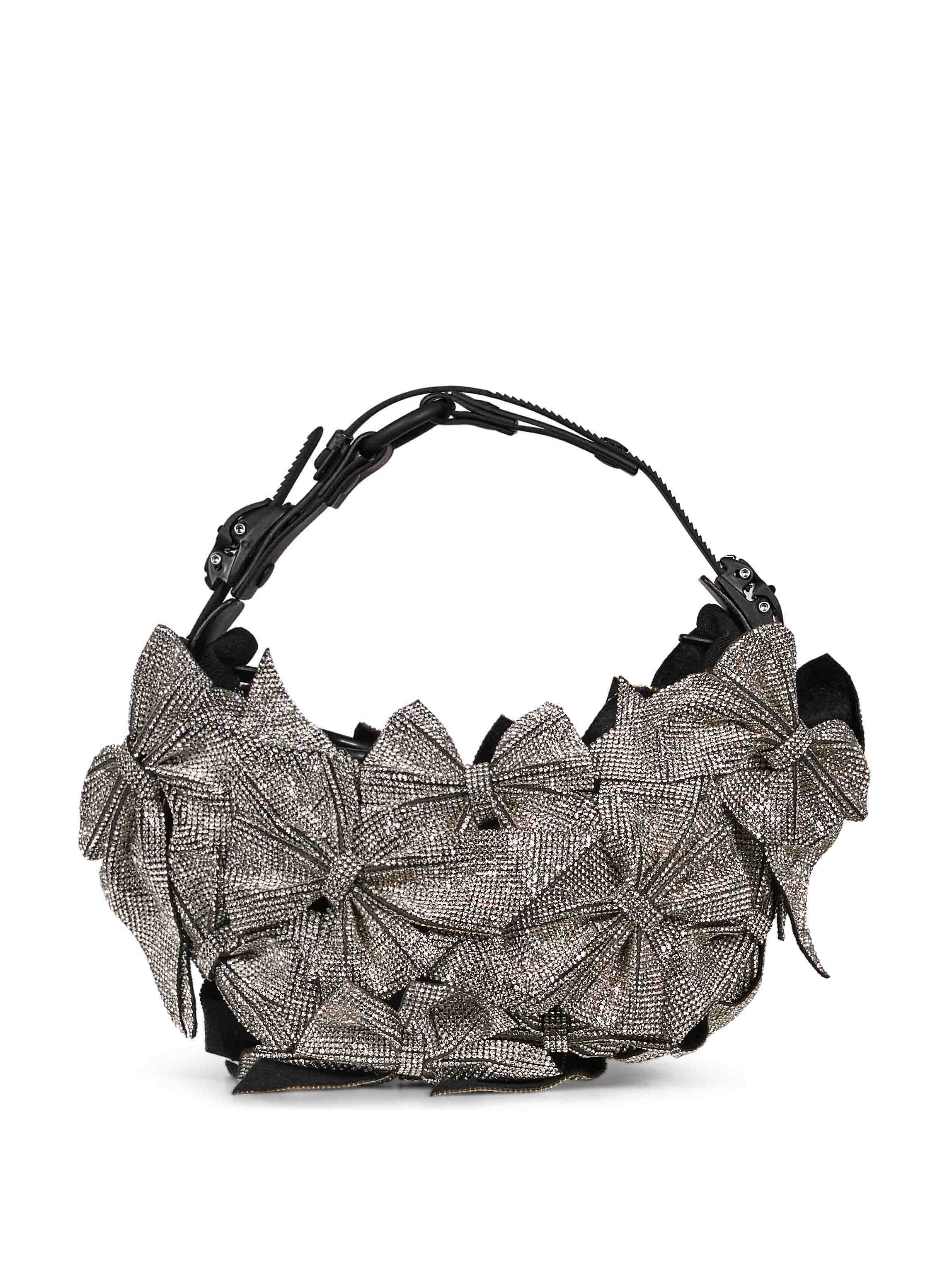 Borsa con fiocchi in nero e argento 