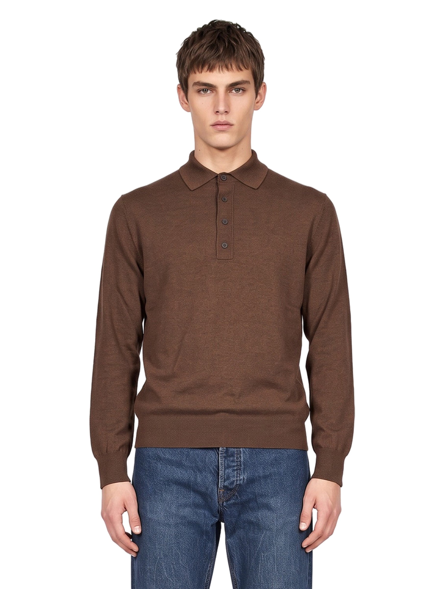 Polo a manica lunga in marrone 