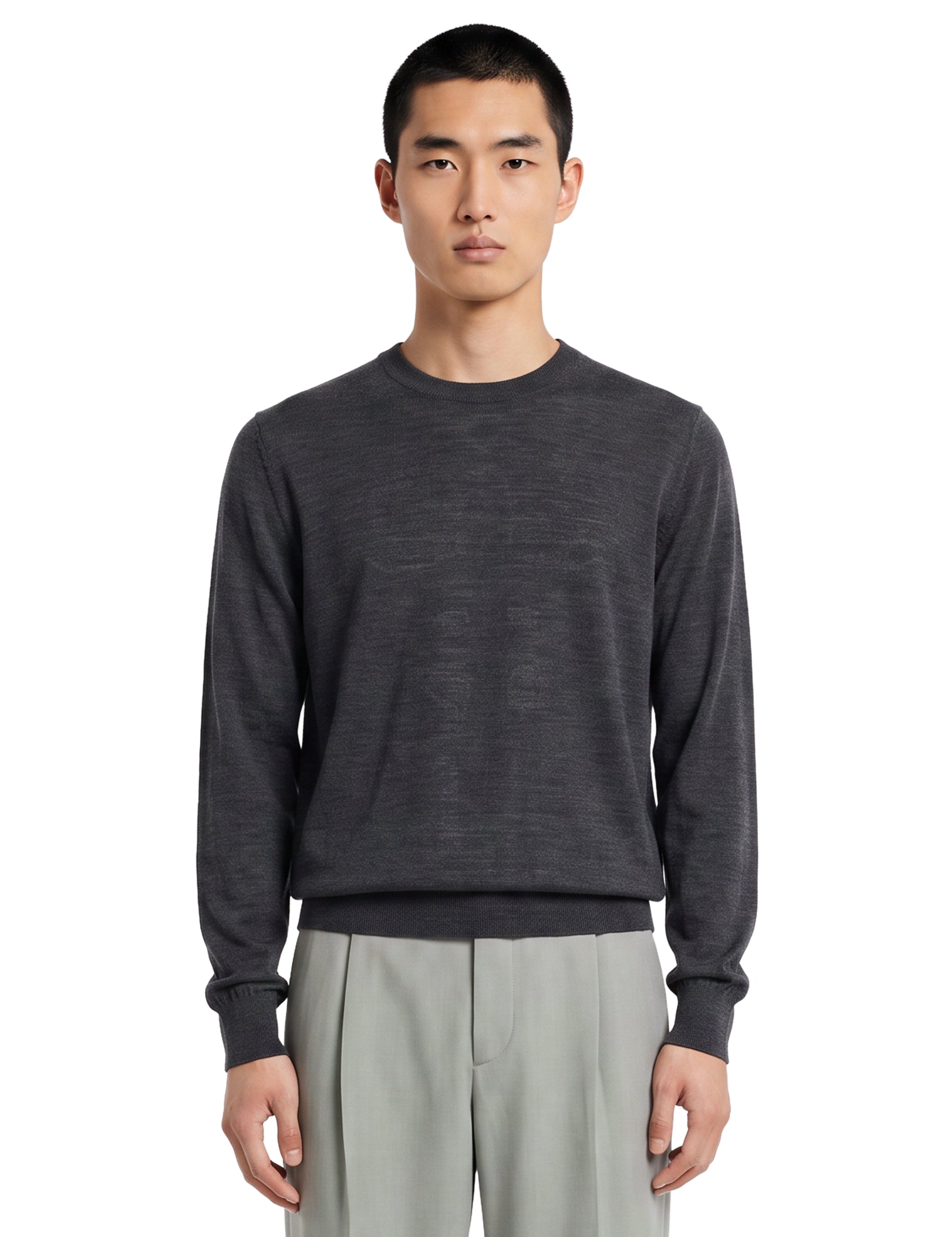Maglione girocollo in cashmere grigio 