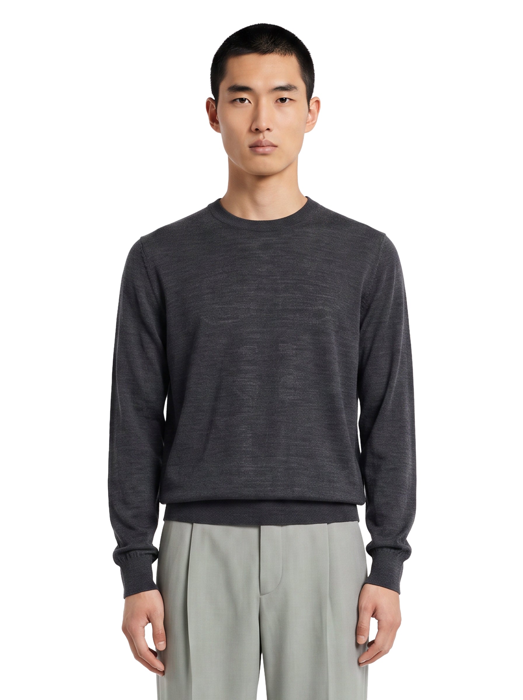 Maglione girocollo in cashmere grigio 