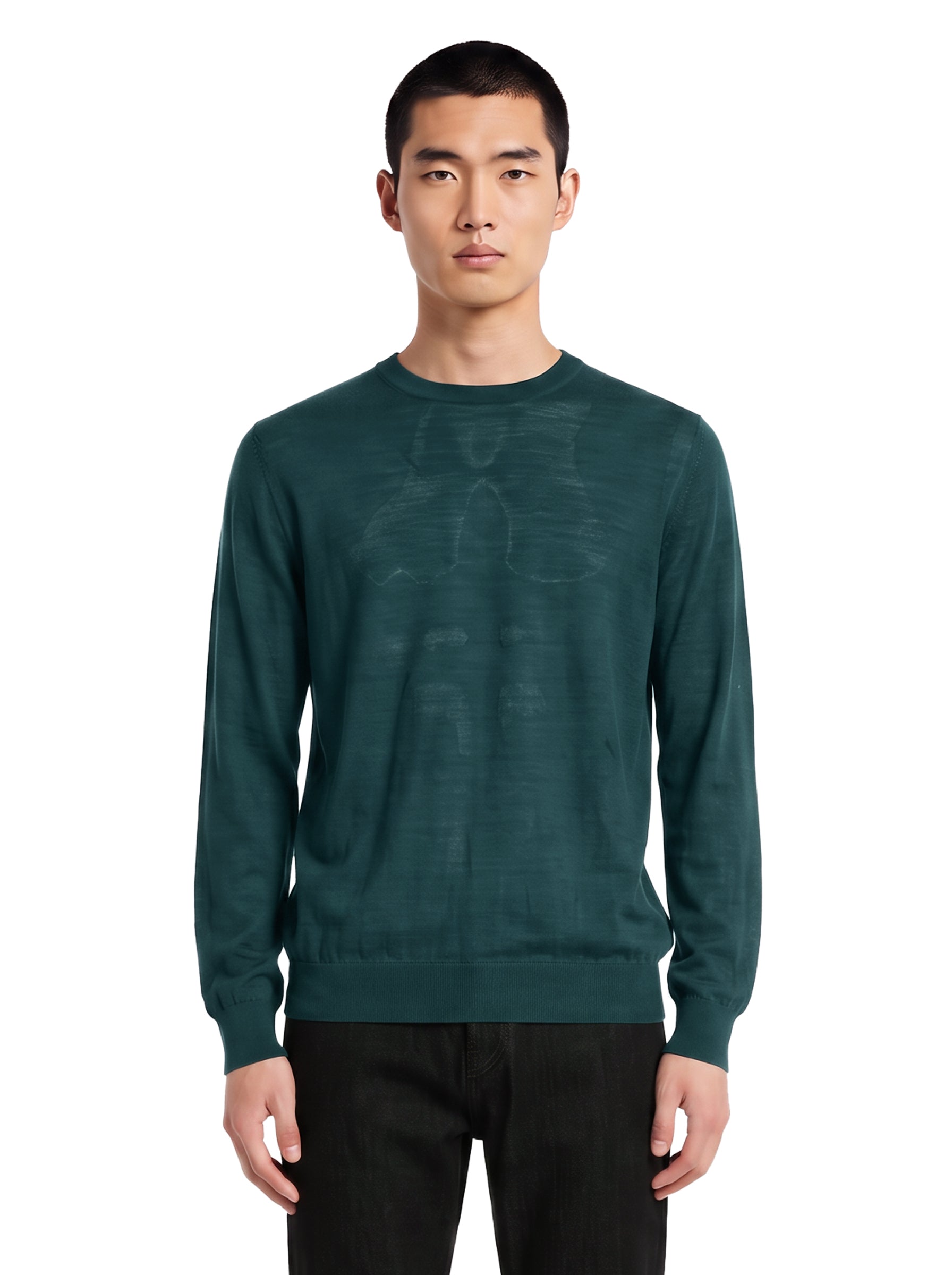 Maglione a girocollo in cashmere verde 