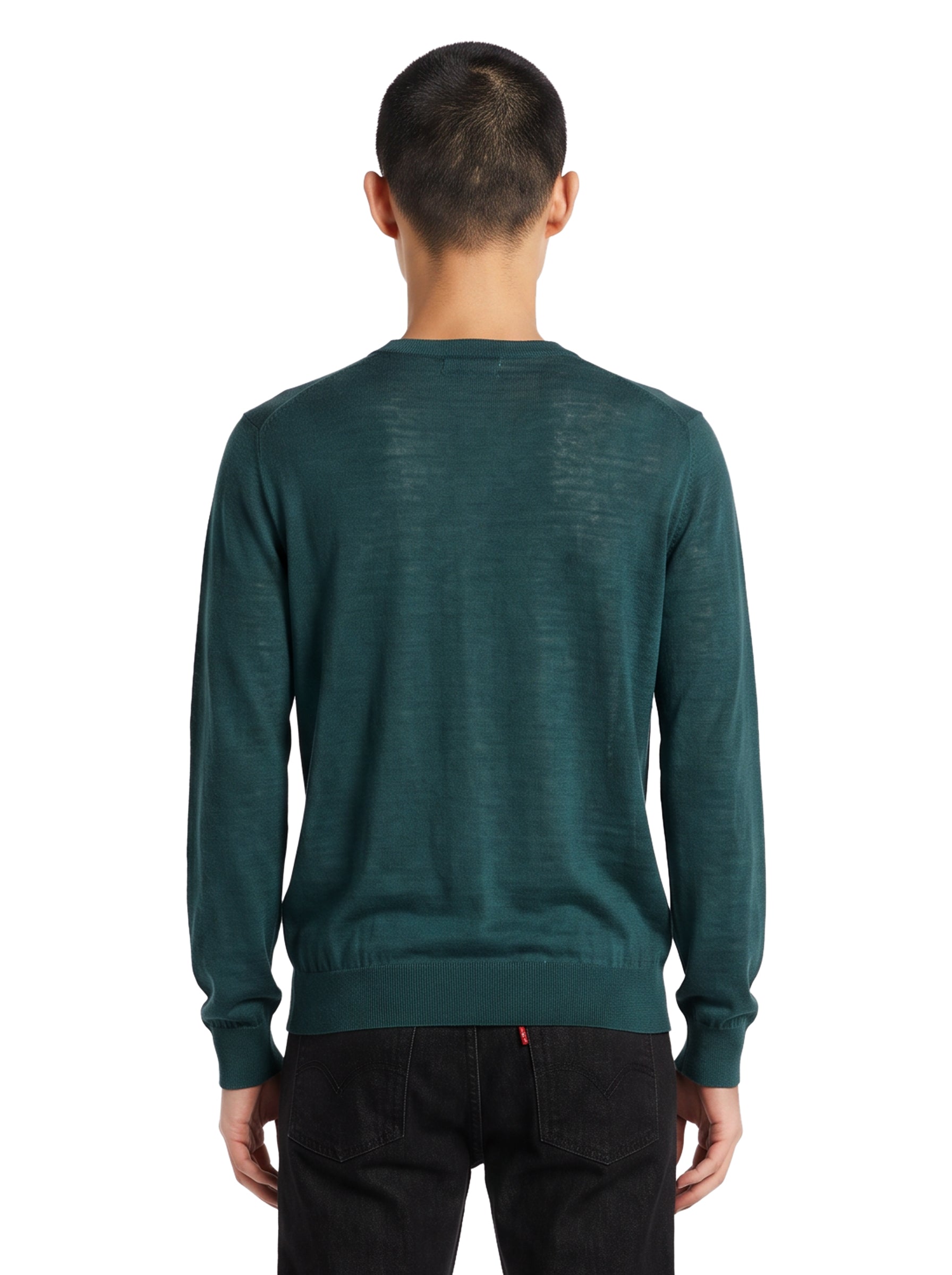 Maglione a girocollo in cashmere verde 