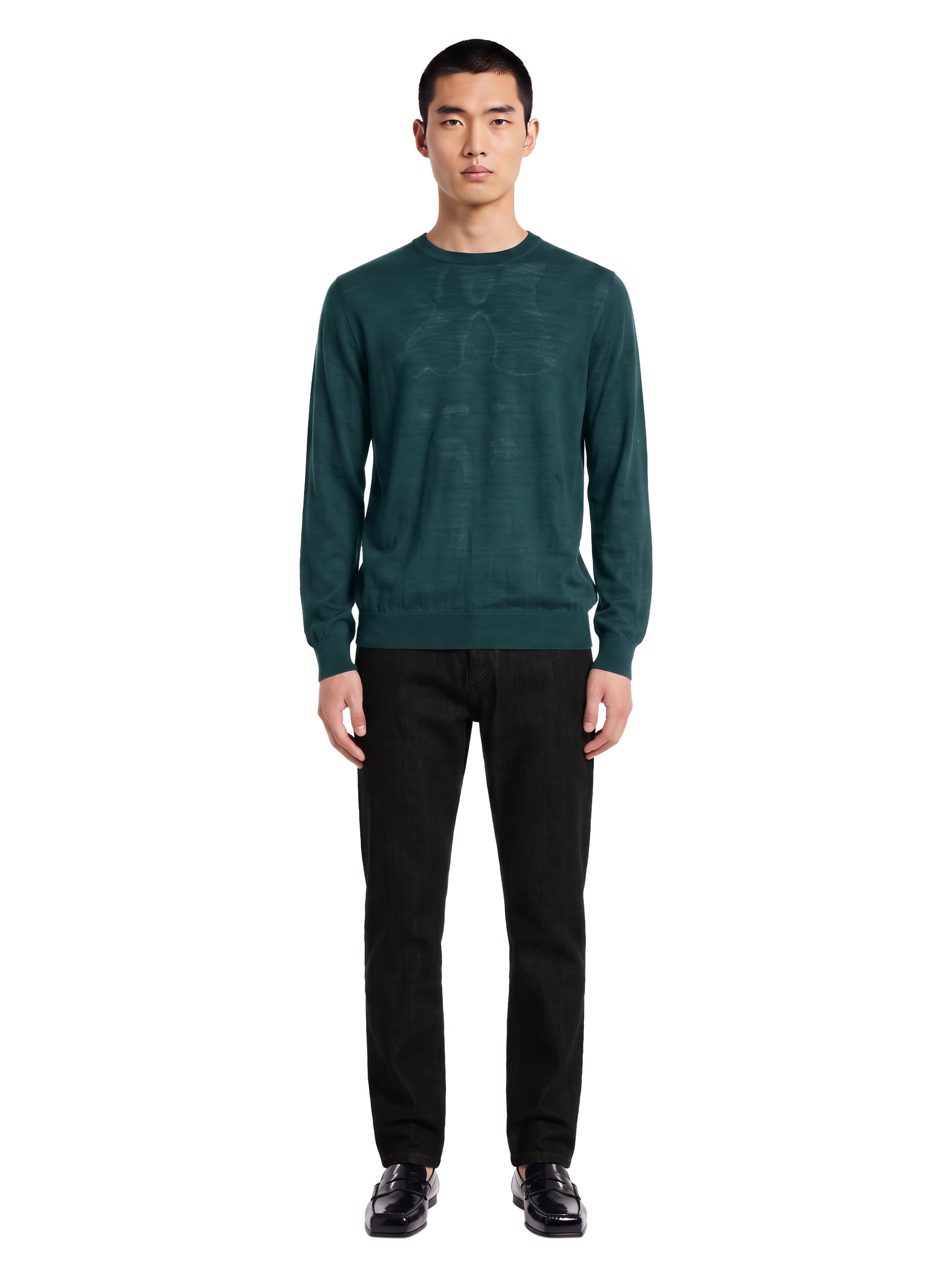 Maglione a girocollo in cashmere verde 