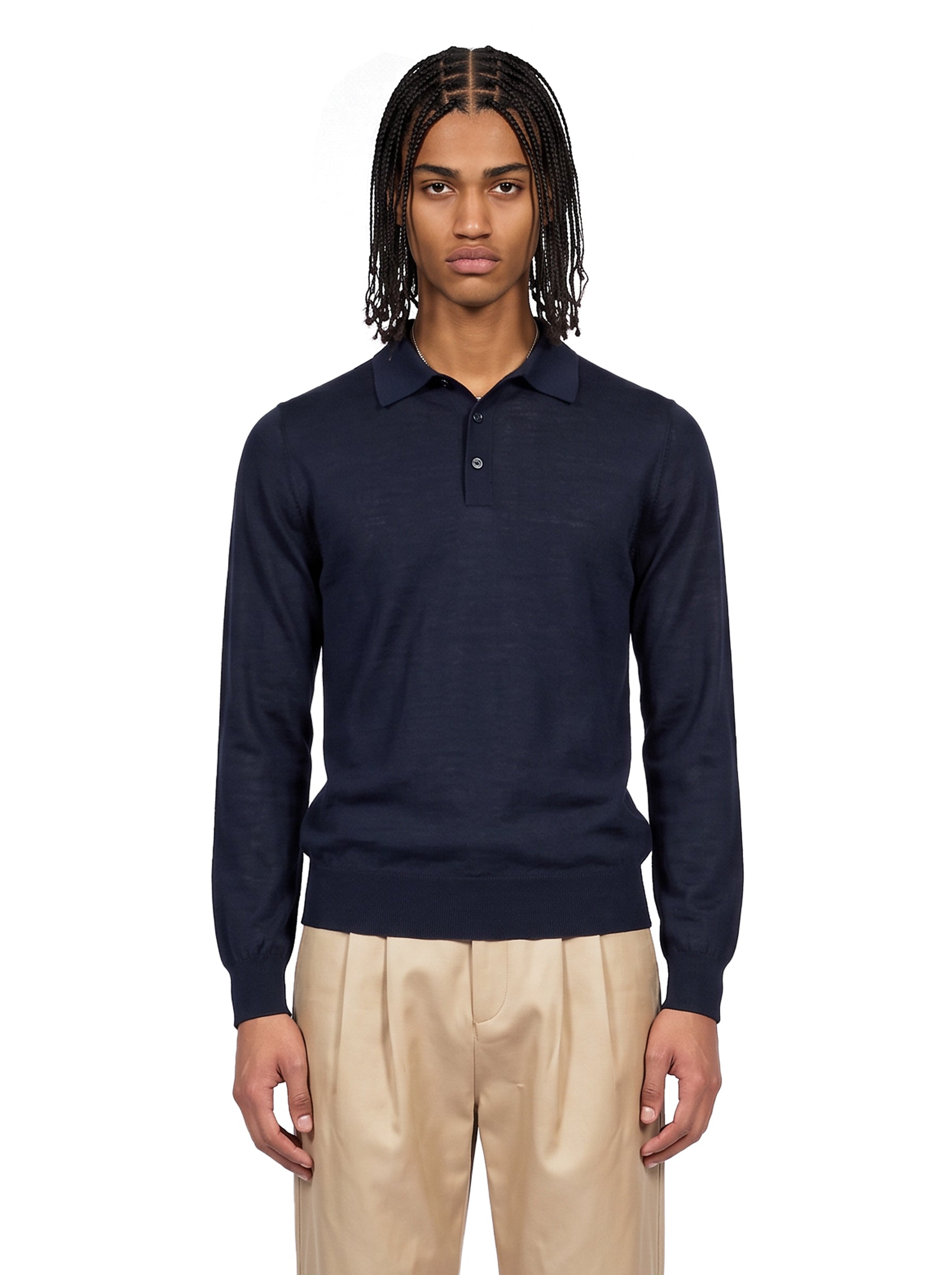 Polo con bottoni in blu 
