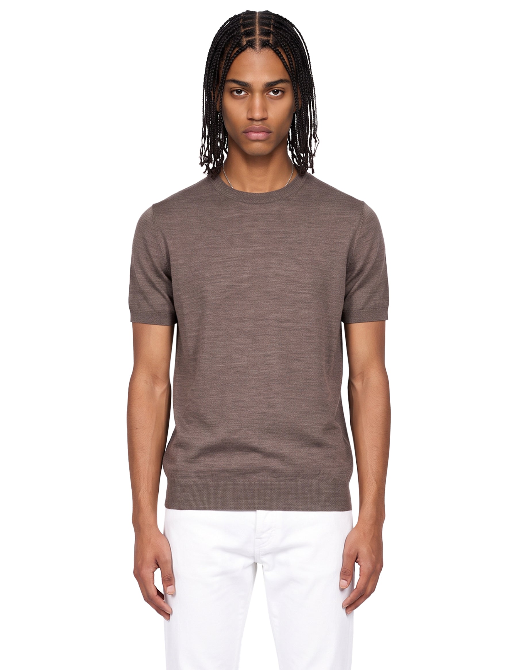 Maglia girocollo in marrone 