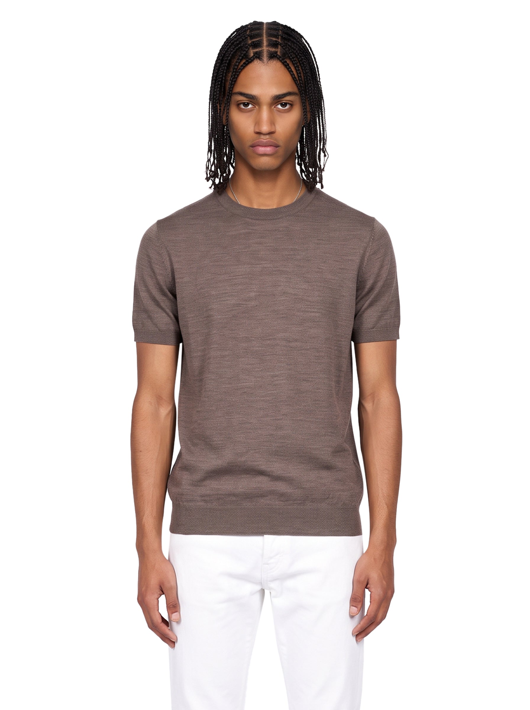 Maglia girocollo in marrone 