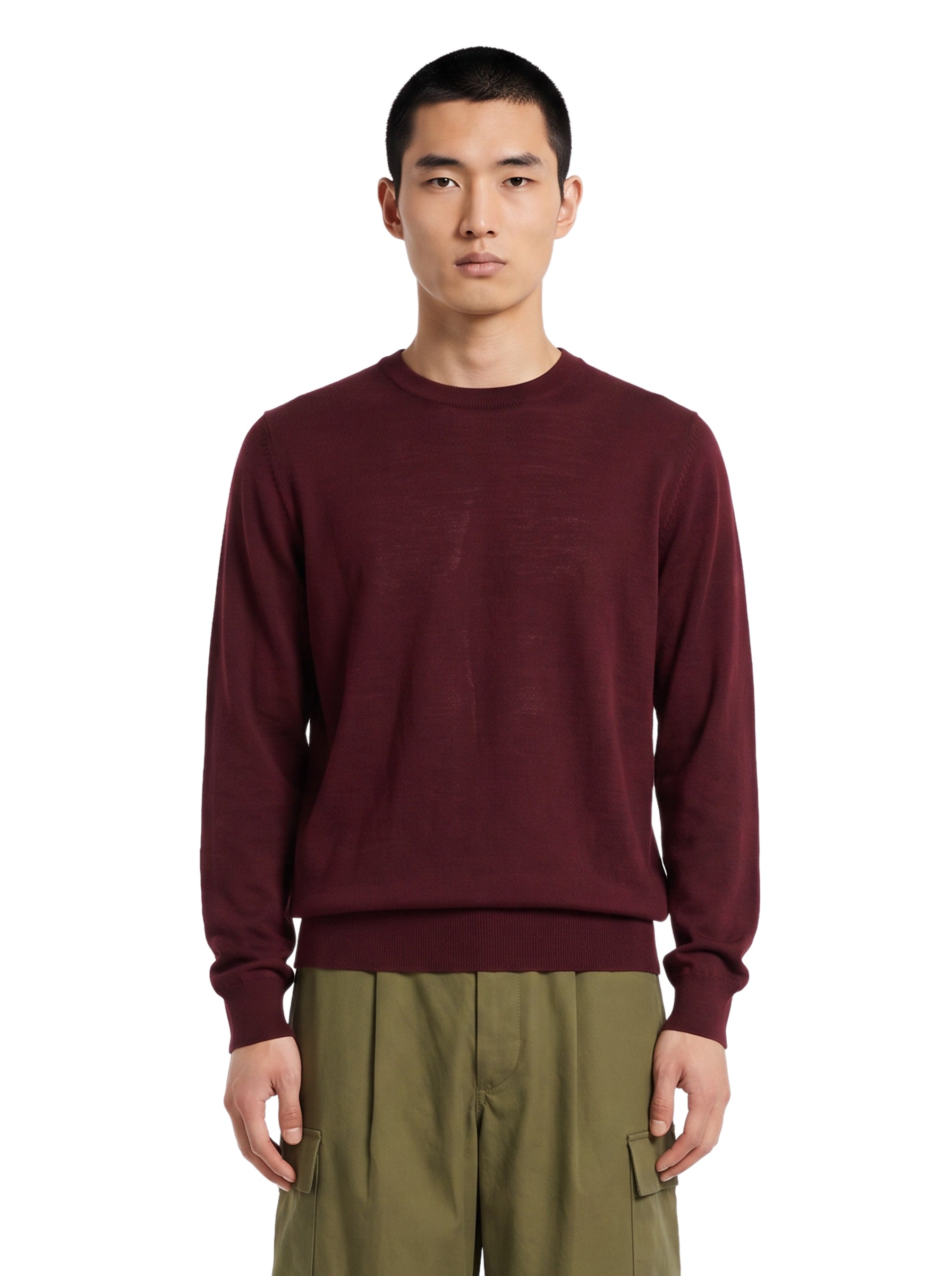 Maglione a girocollo in cashmere bordeaux 