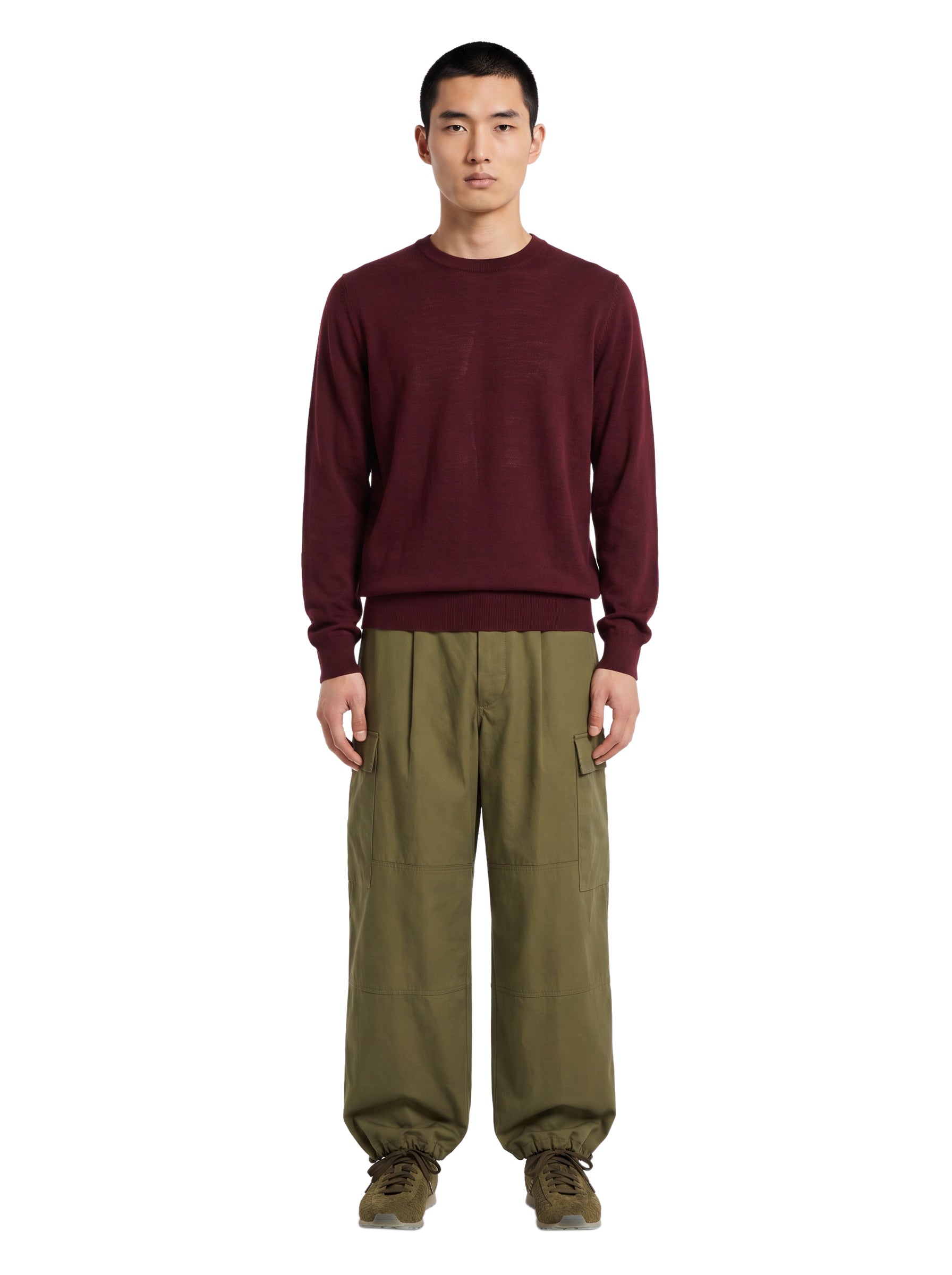 Maglione a girocollo in cashmere bordeaux 