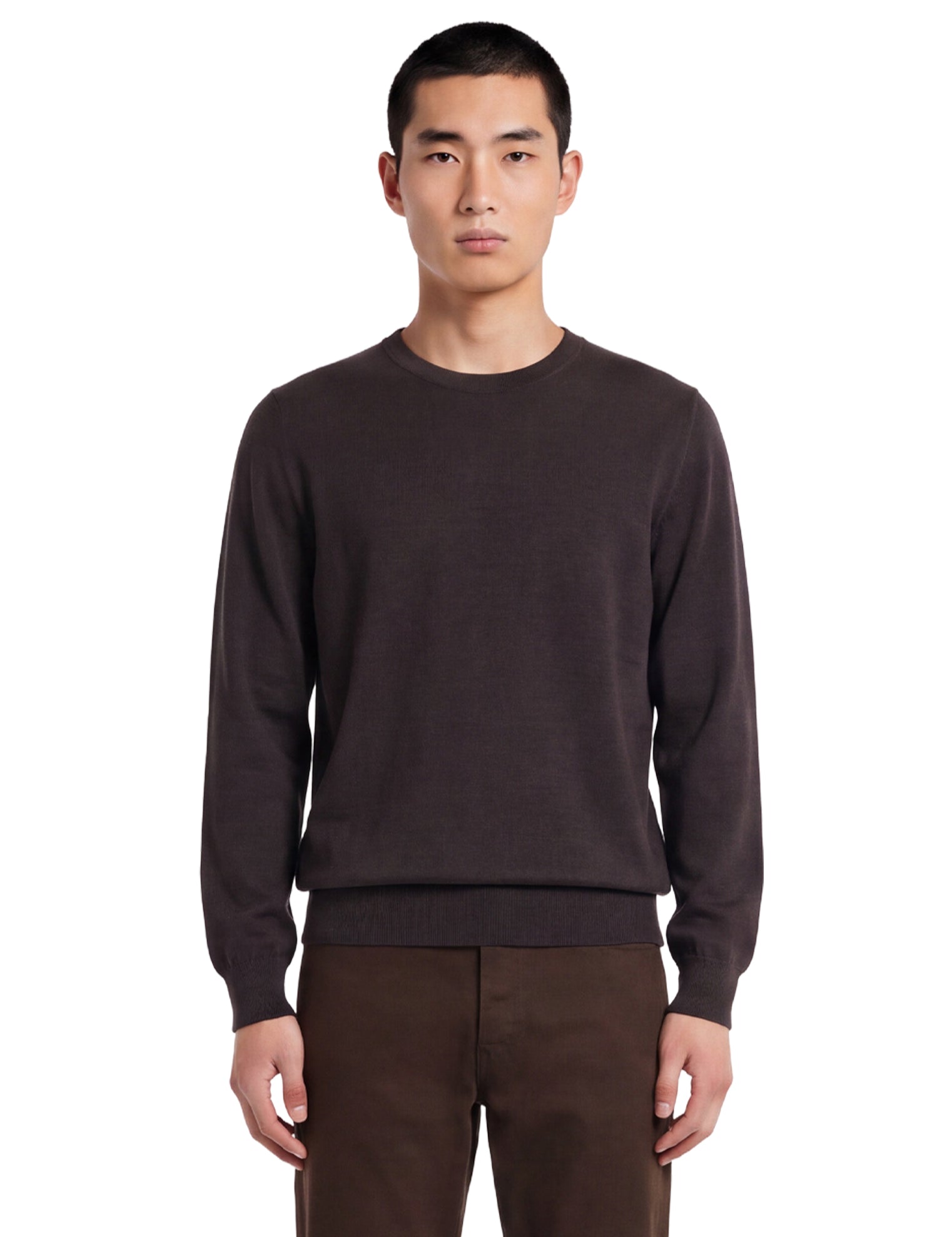 Maglione a girocollo in marrone 