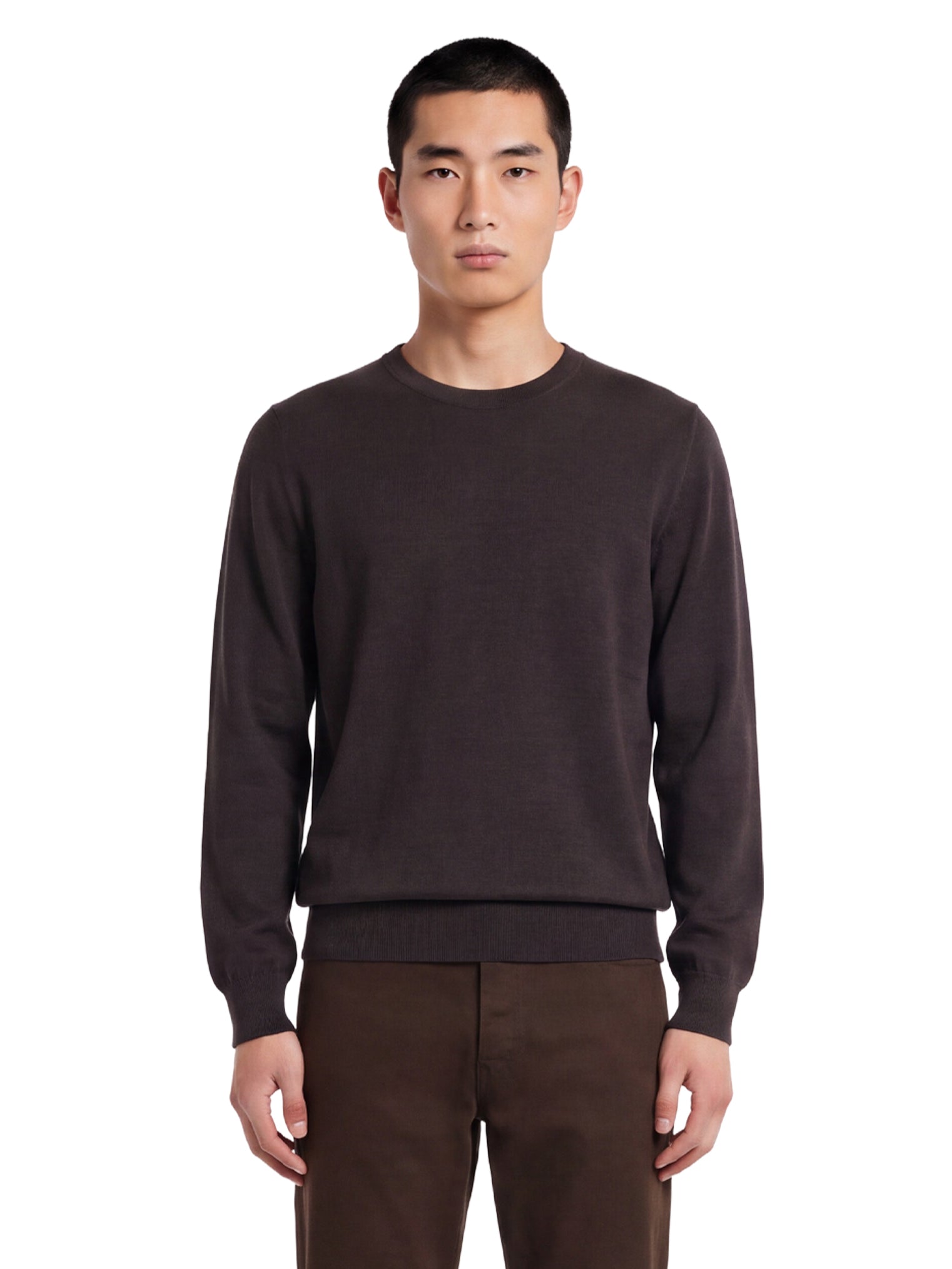 Maglione a girocollo in marrone 