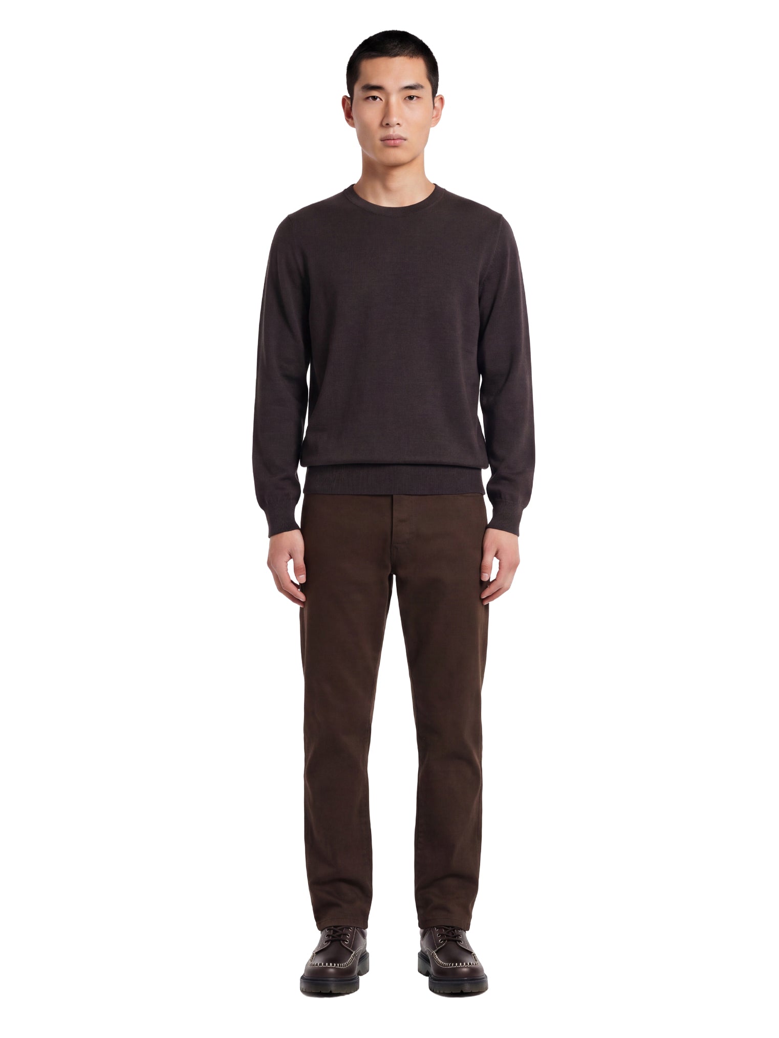 Maglione a girocollo in marrone 