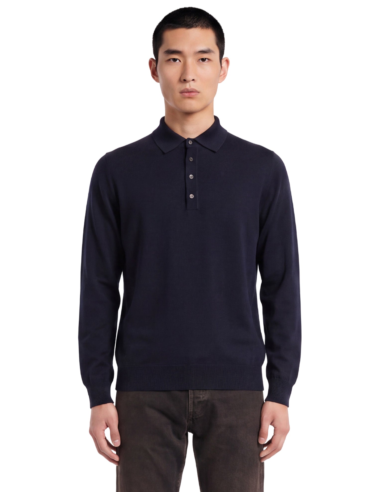 Polo a maniche lunghe in blu 