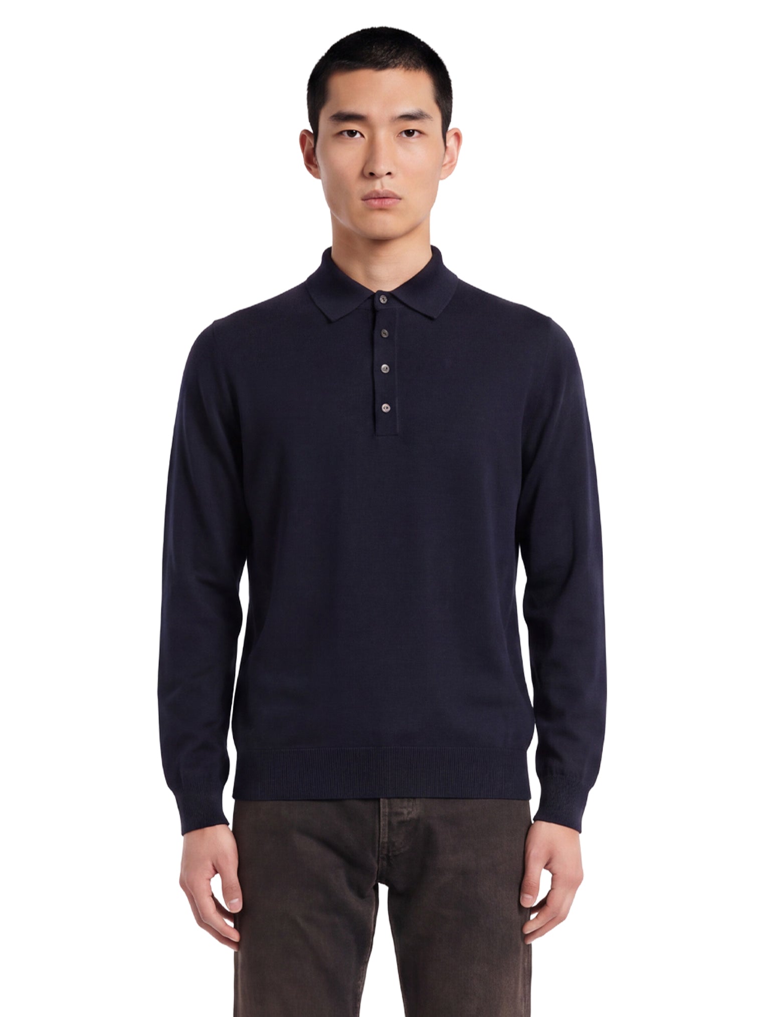 Polo a maniche lunghe in blu 