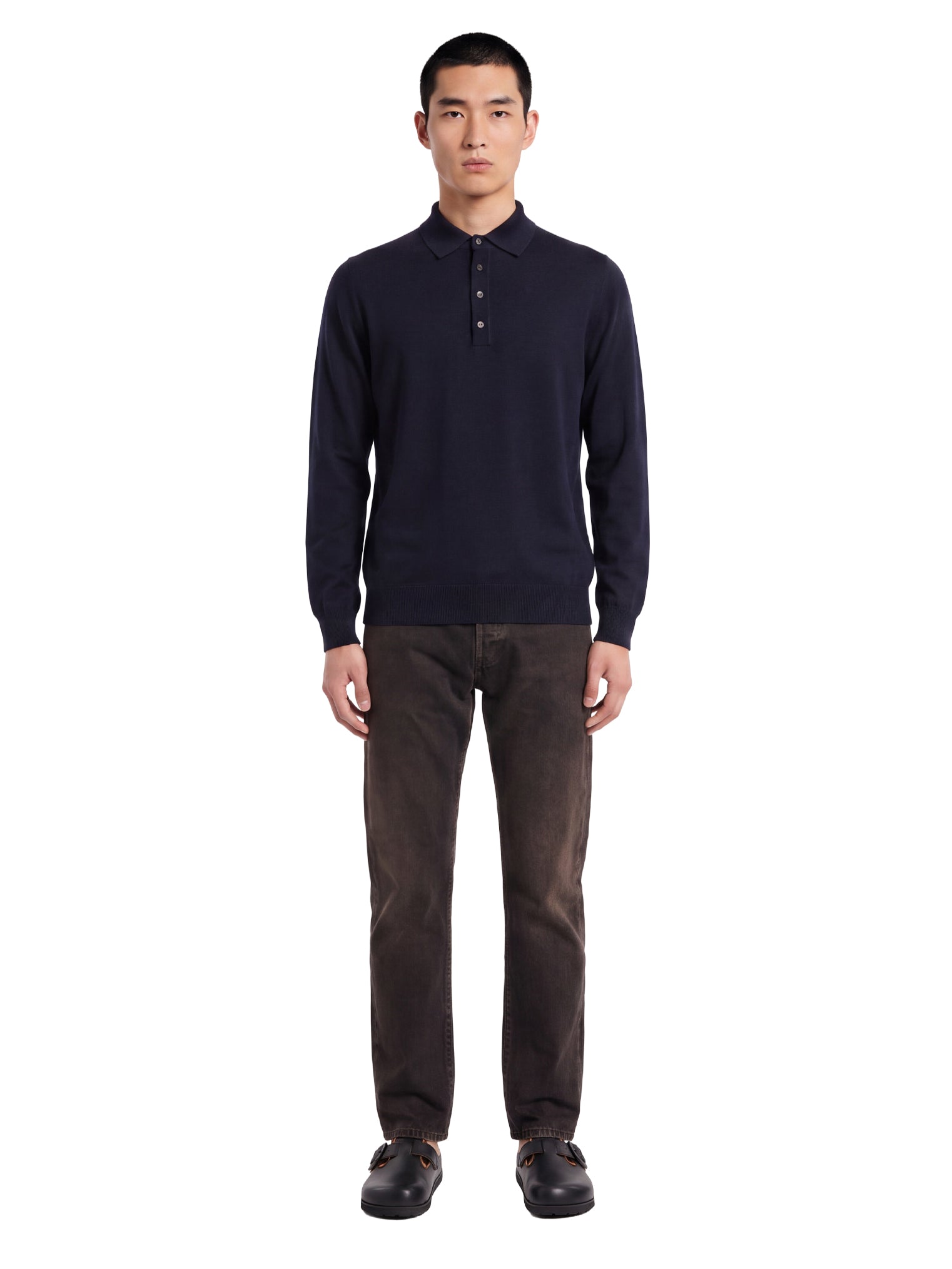 Polo a maniche lunghe in blu 