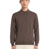 Polo in maglia con bottoni in marrone 