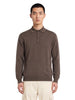Brown button-up knit polo shirt