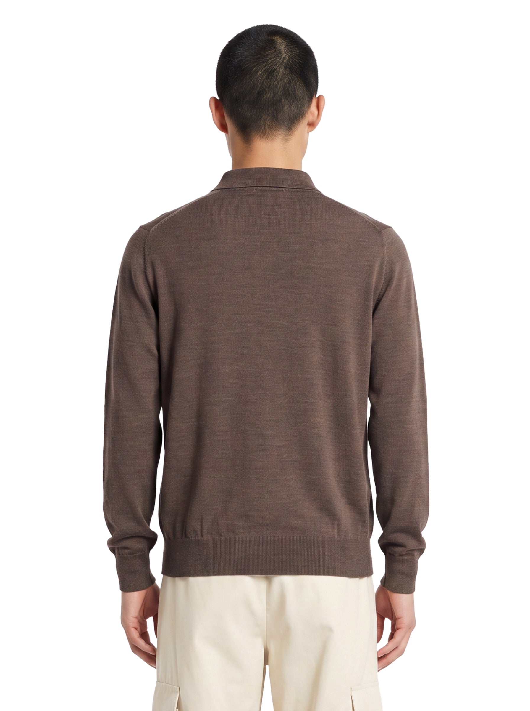 Polo in maglia con bottoni in marrone 