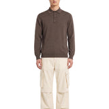 Polo in maglia con bottoni in marrone 