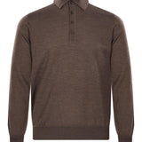 Polo in maglia con bottoni in marrone 