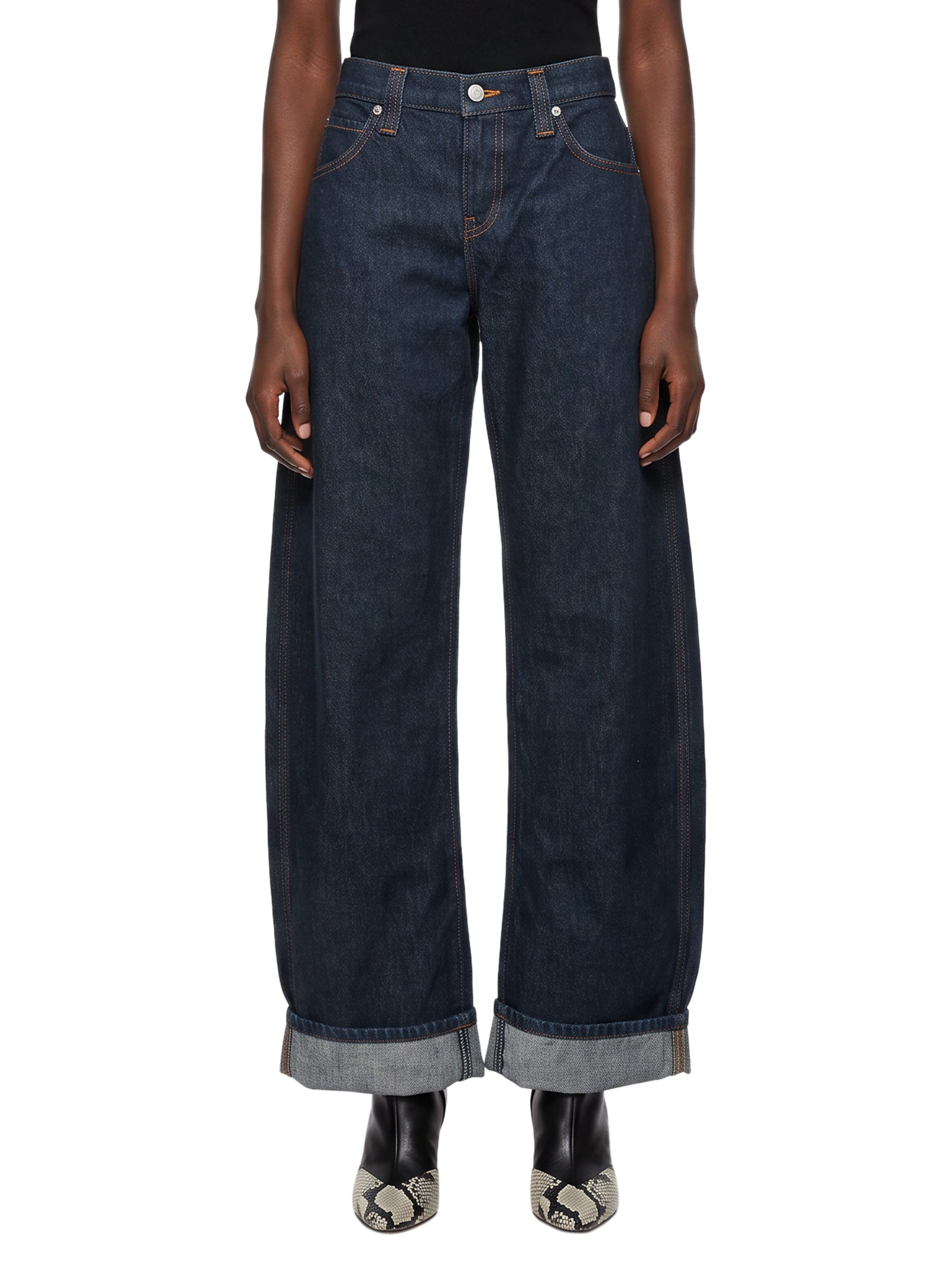 Jeans a gamba dritta karo in blu 