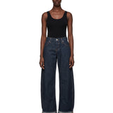 Jeans a gamba dritta karo in blu 