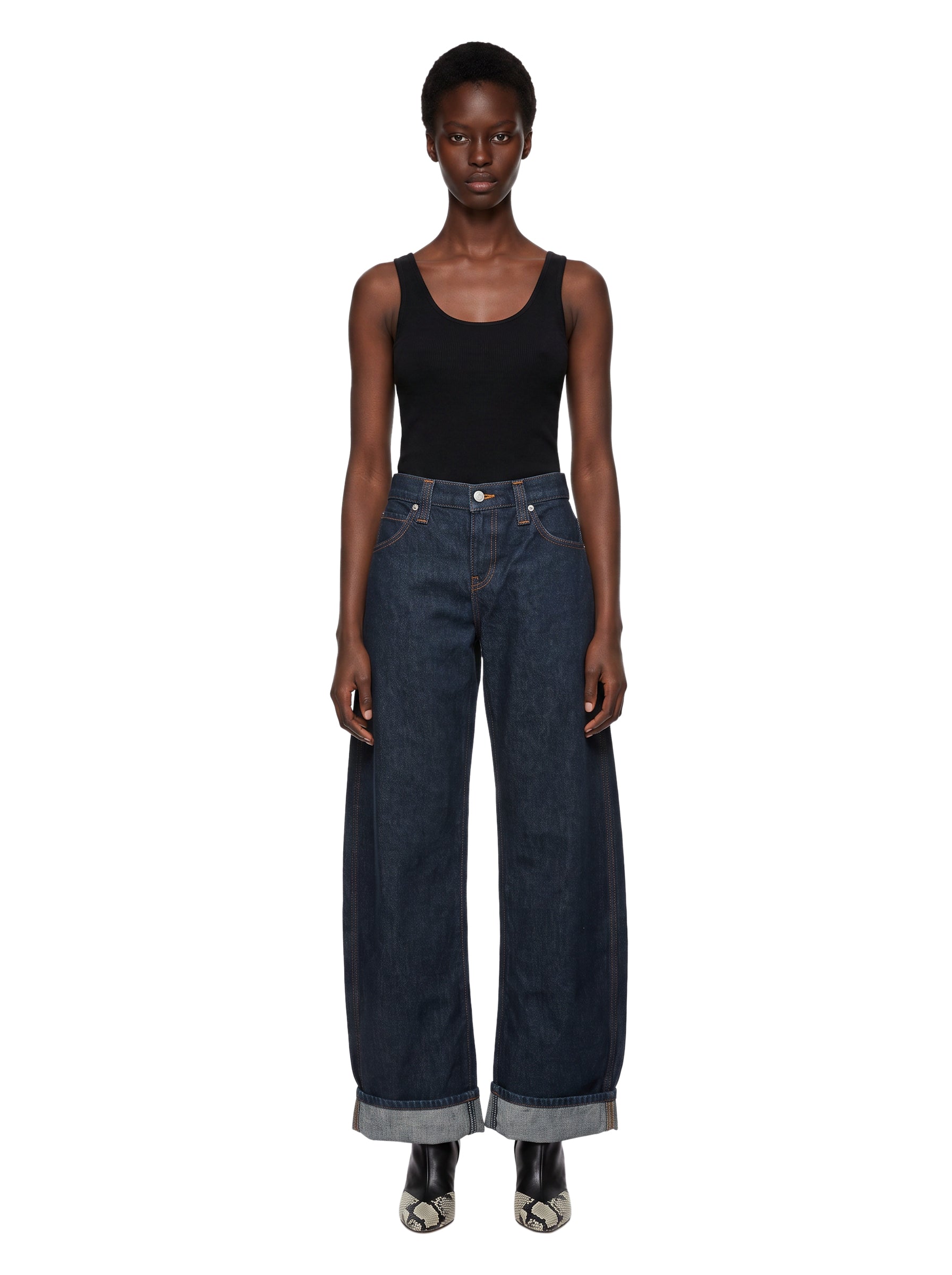 Jeans a gamba dritta karo in blu 