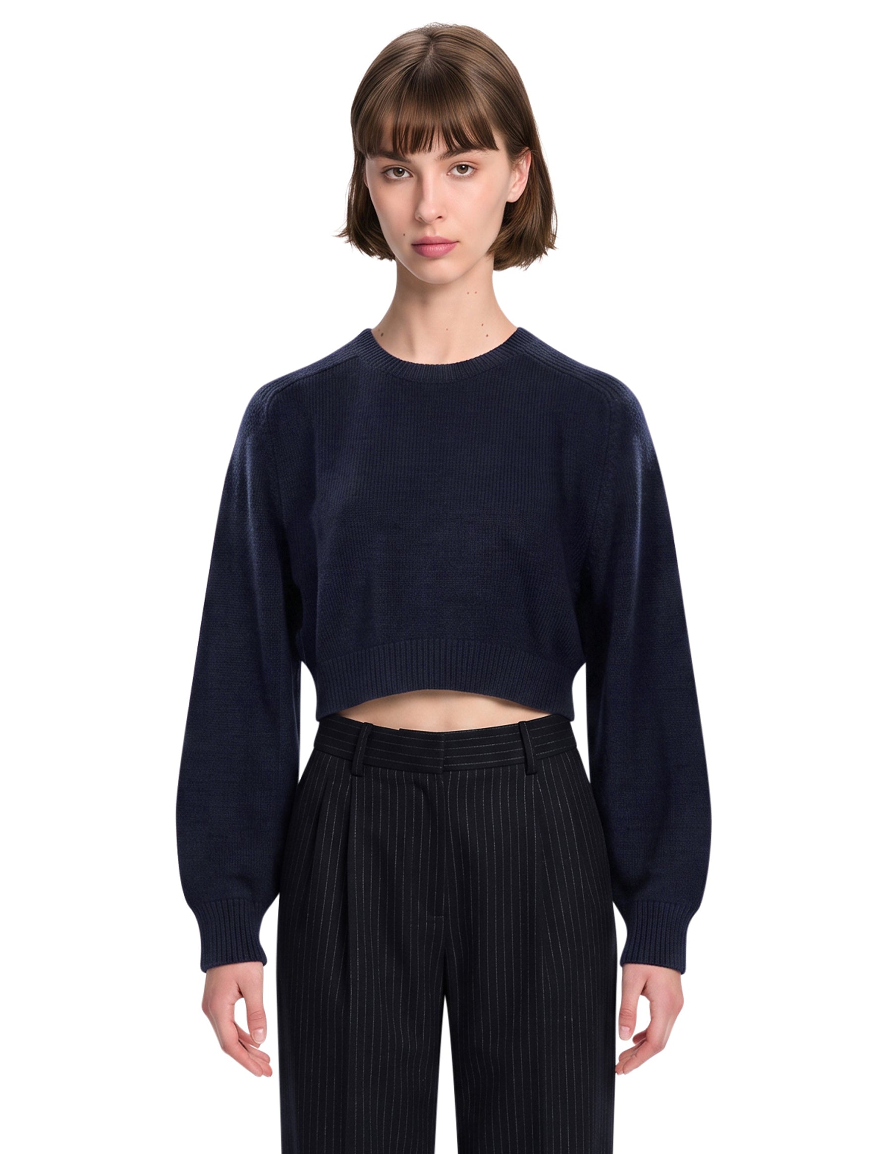Maglione Masie cropped in blu 