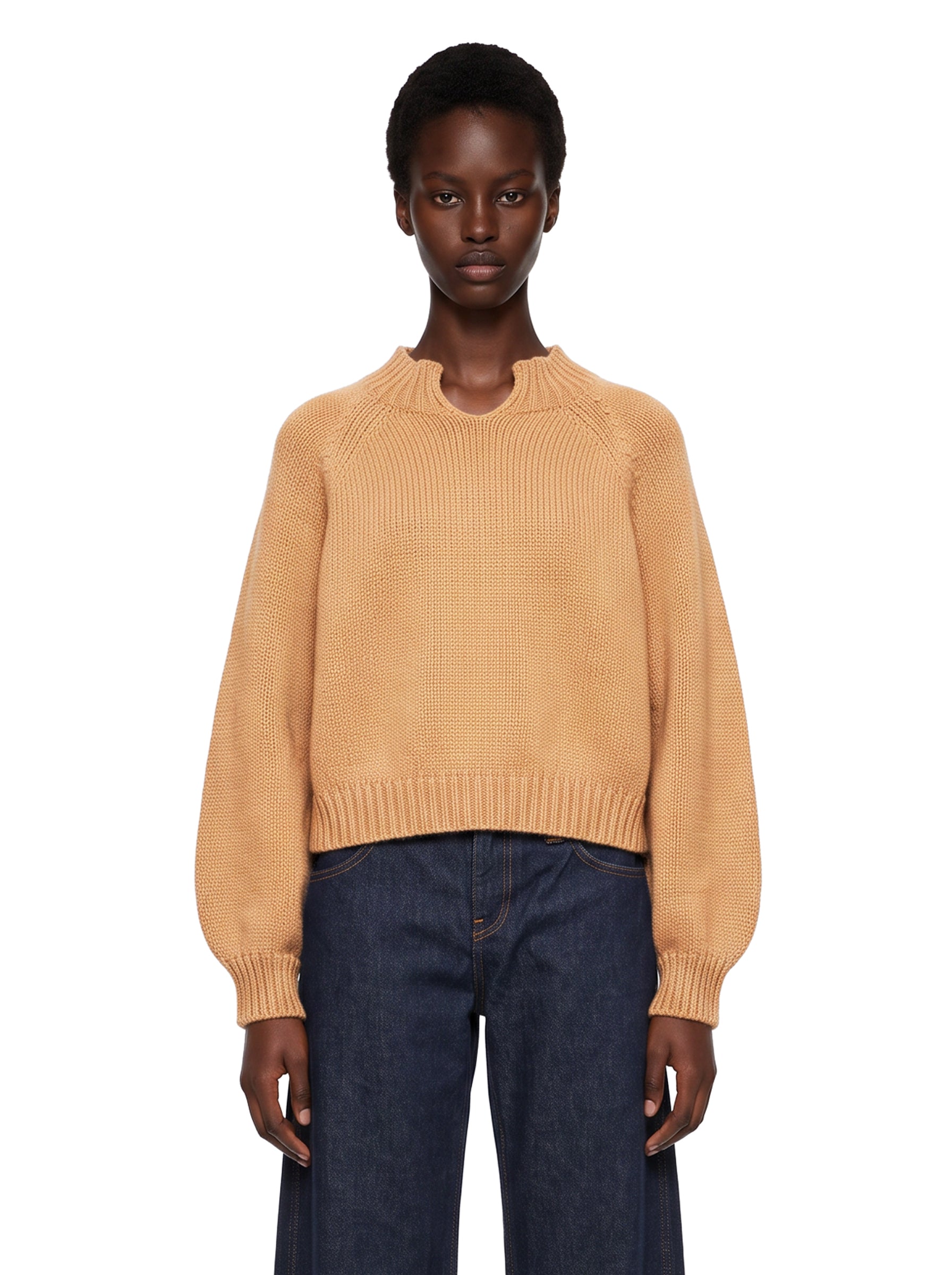 Maglione crop in cashmere Cain in beige 