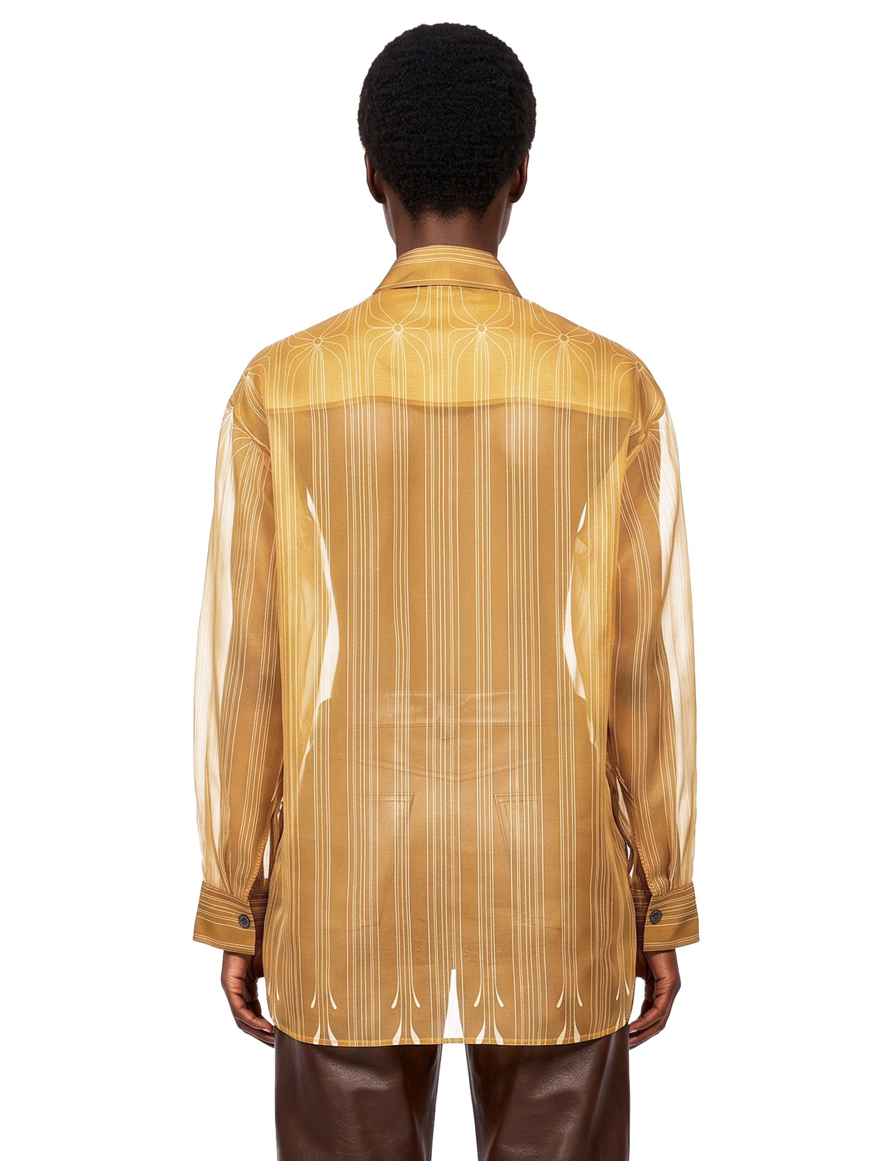 Camicia trasparente con stampa Goya in oro 