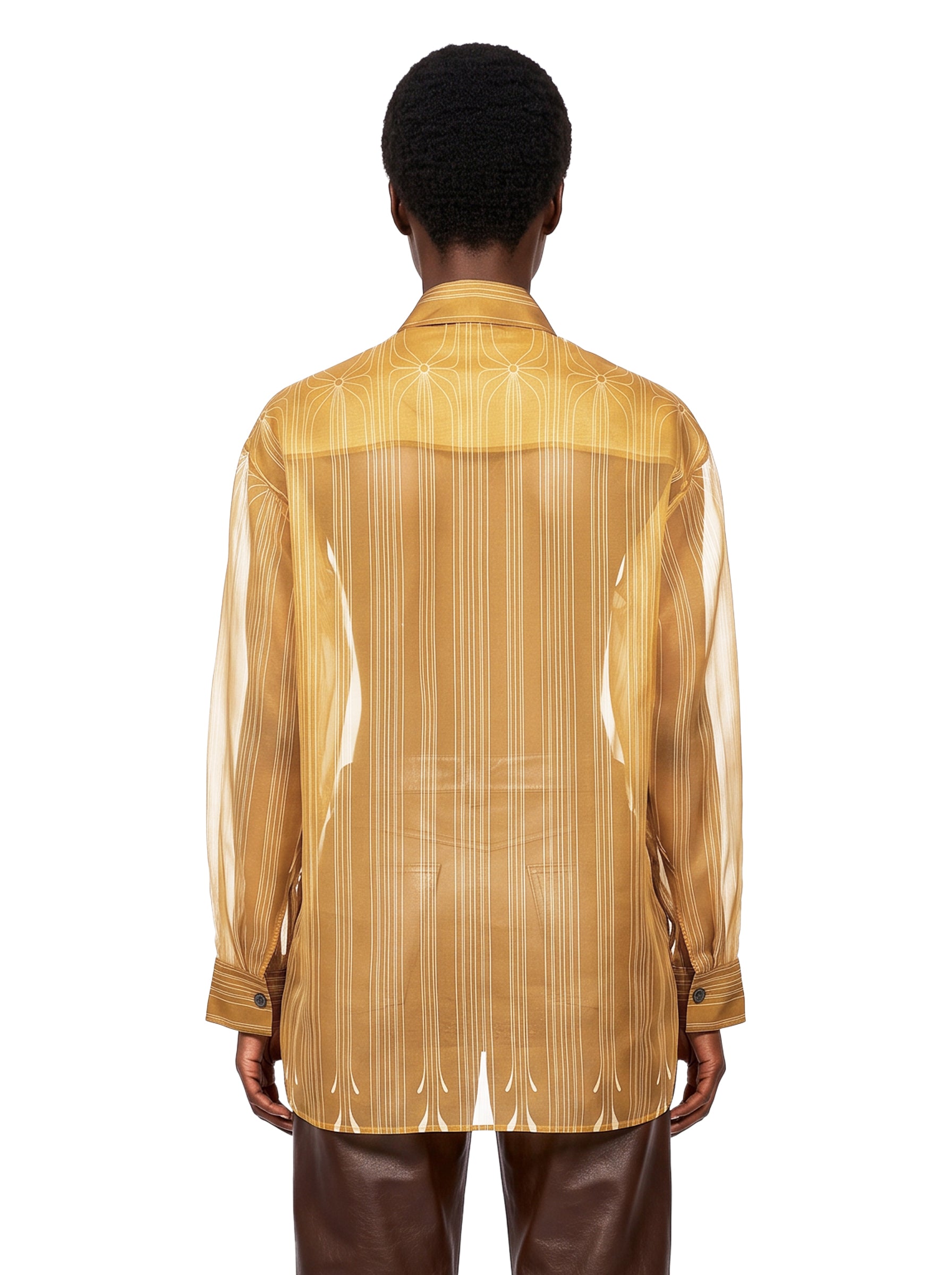 Camicia trasparente con stampa Goya in oro 