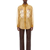 Camicia trasparente con stampa Goya in oro 