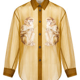 Camicia trasparente con stampa Goya in oro 