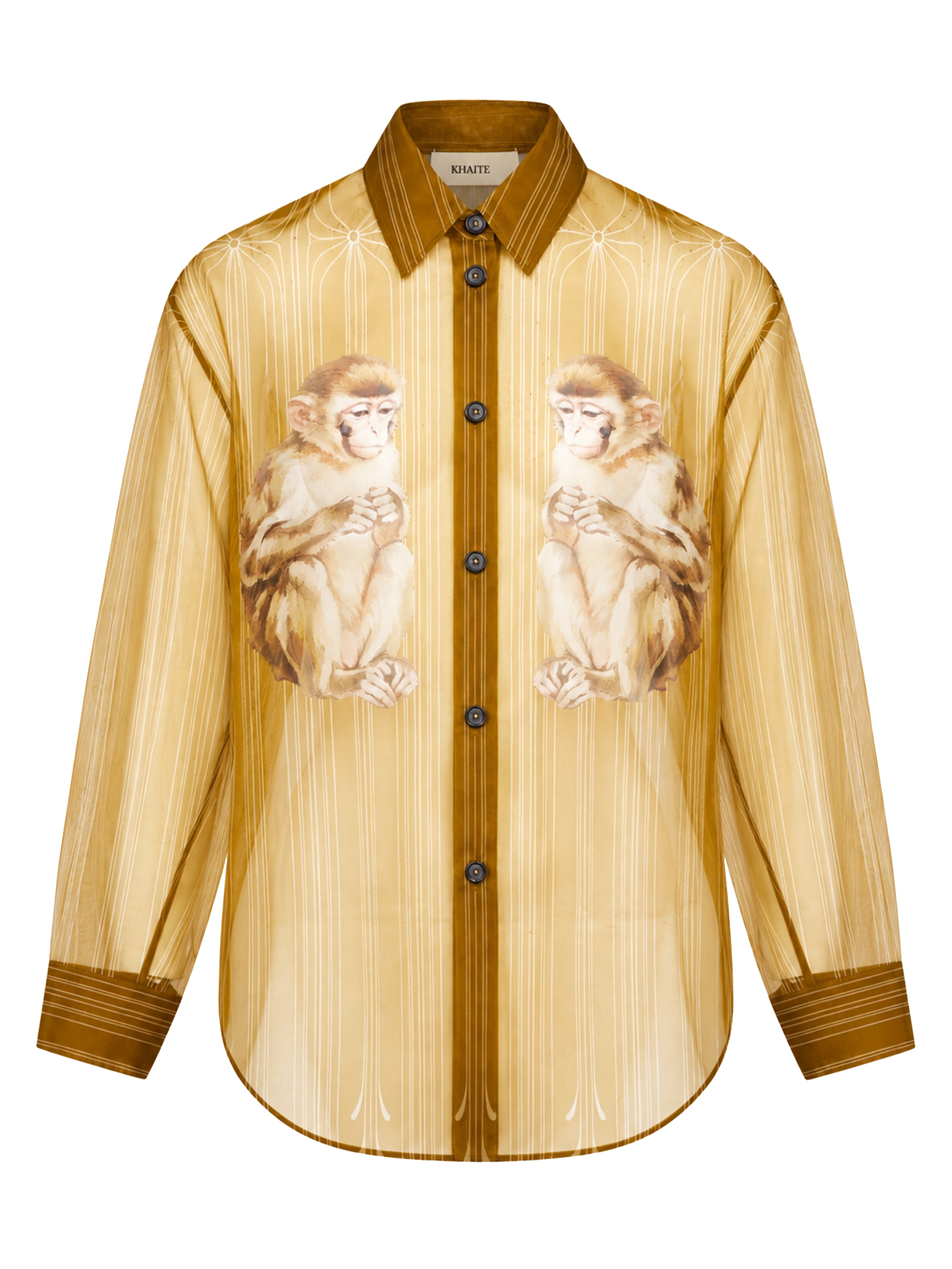 Camicia trasparente con stampa Goya in oro 