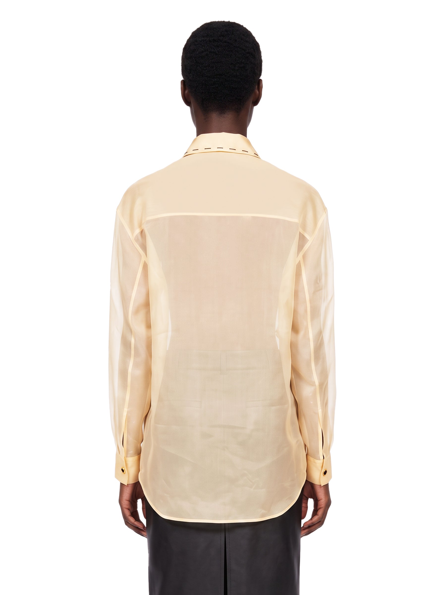 Camicia trasparente con stampa Goya in beige 