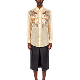 Camicia trasparente con stampa Goya in beige 