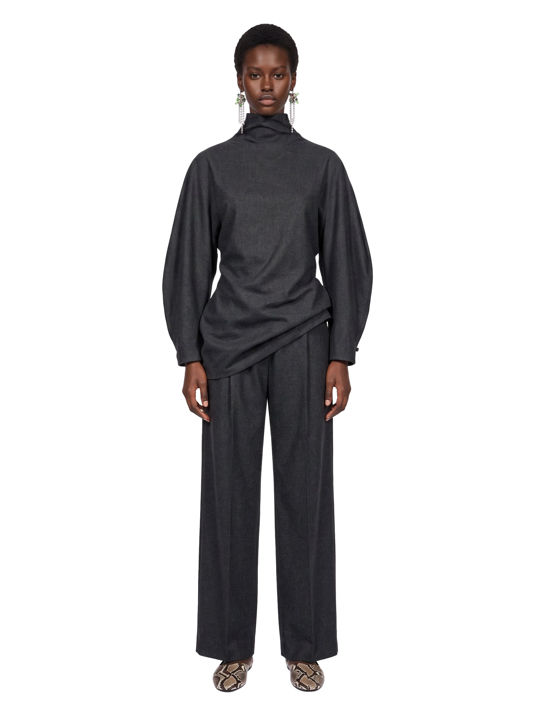 Top a collo alto Harlow in grigio 